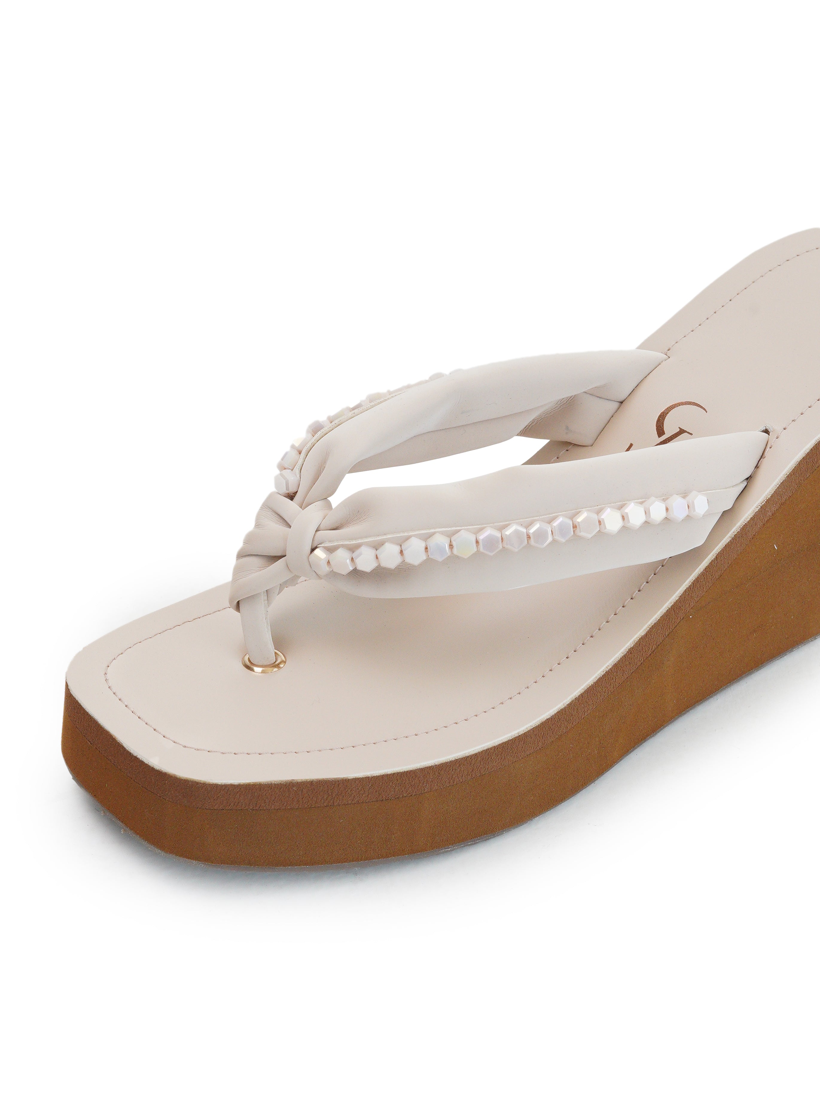 Knotted Studded Detail Strap Square High Platform Sandals