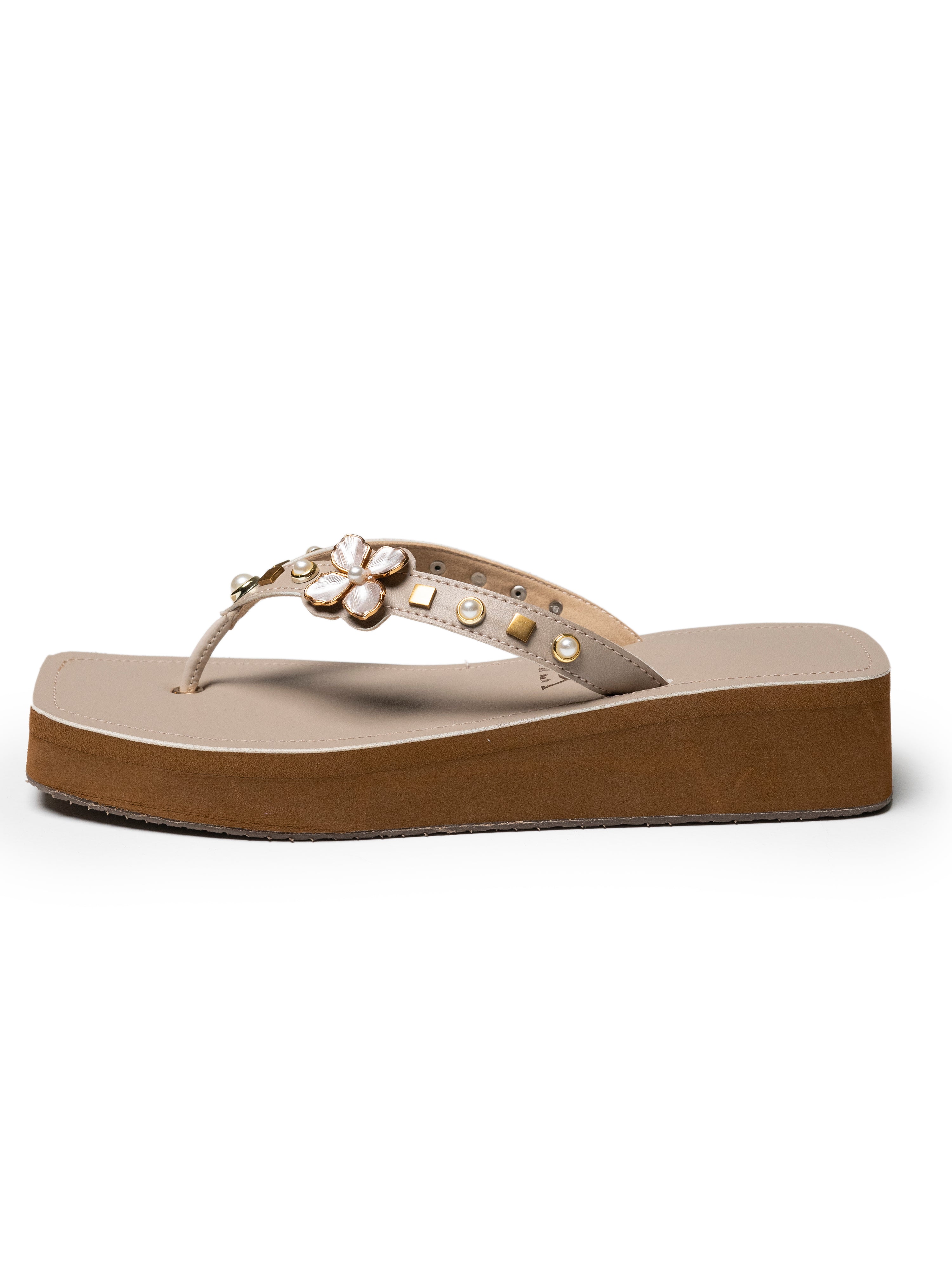 Flower Detail Platform Flip Flop