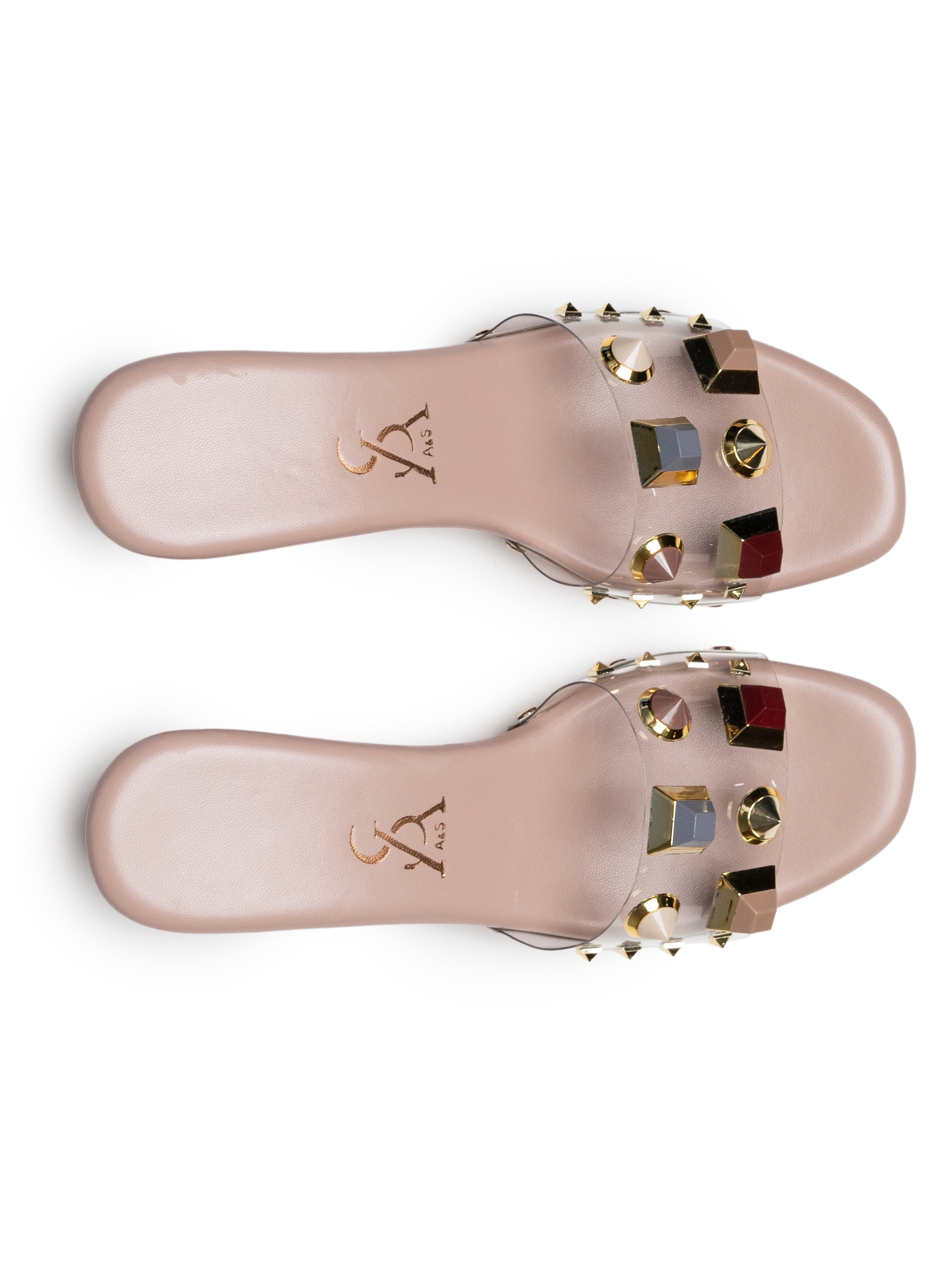 Embellished Stone Detail Vinyl Wedges