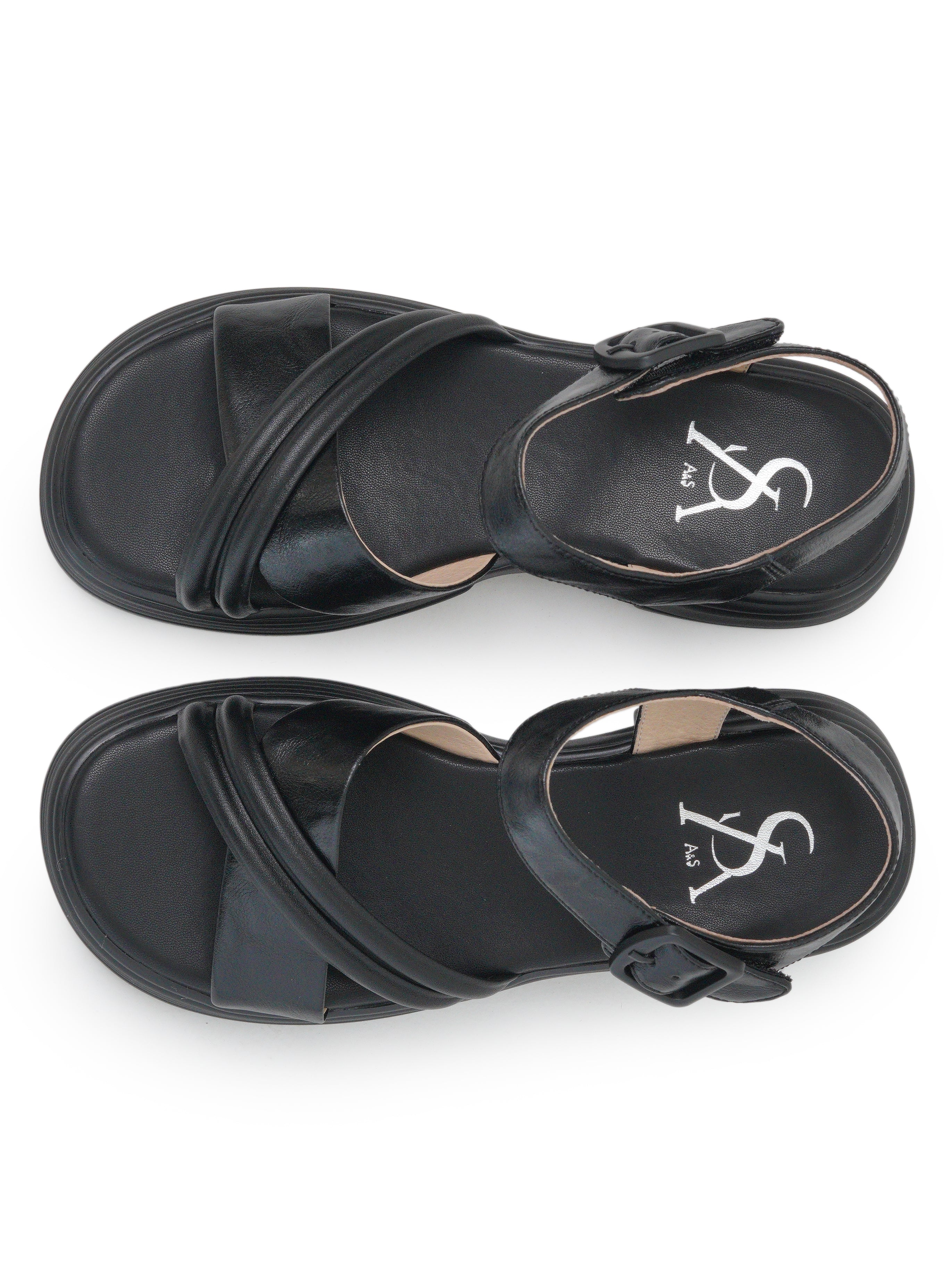 Dual Cross Strap Detail Chunky Sandals