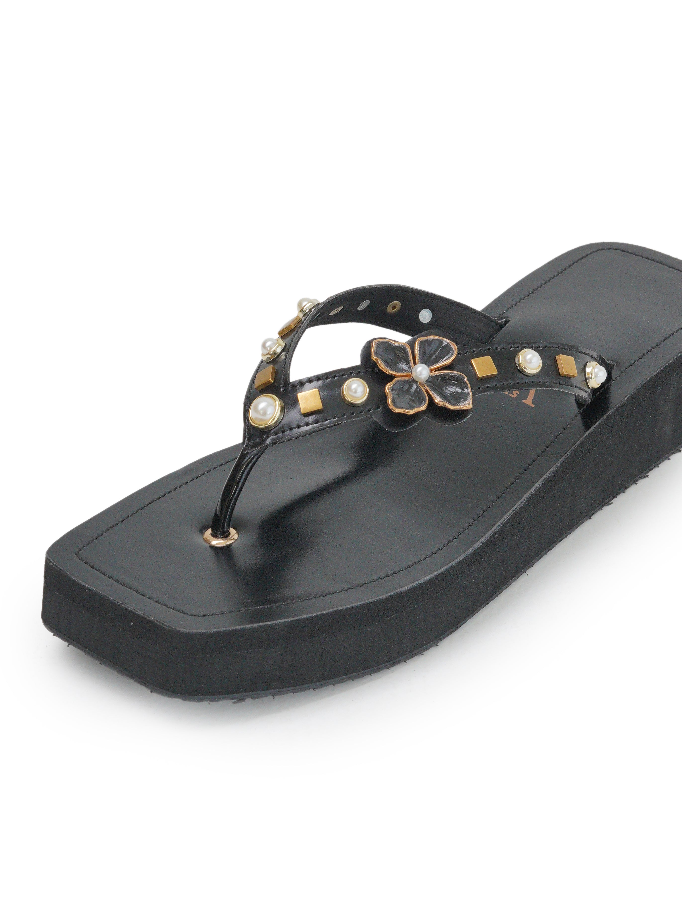 Flower Detail Platform Flip Flop