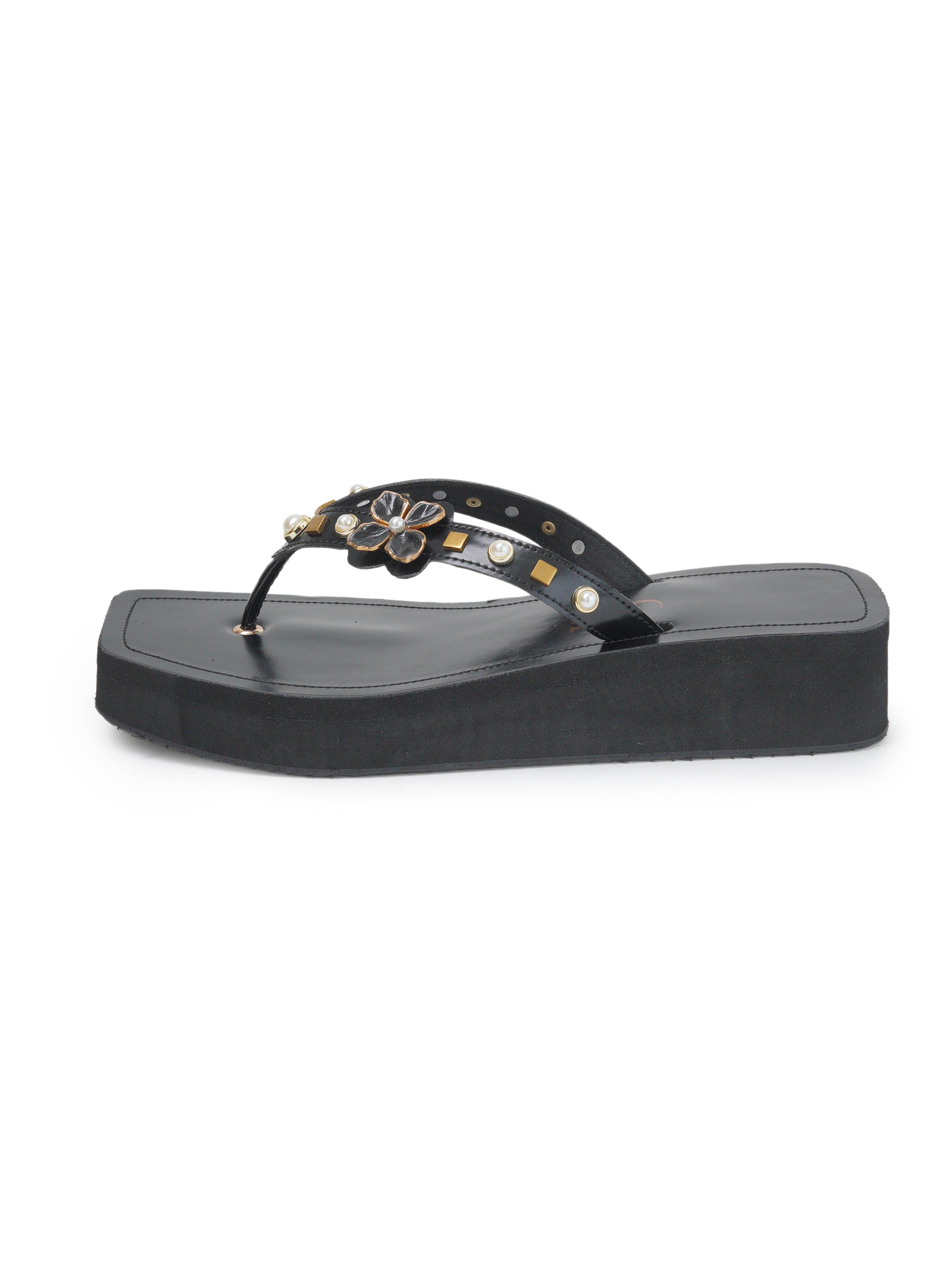 Flower Detail Platform Flip Flop