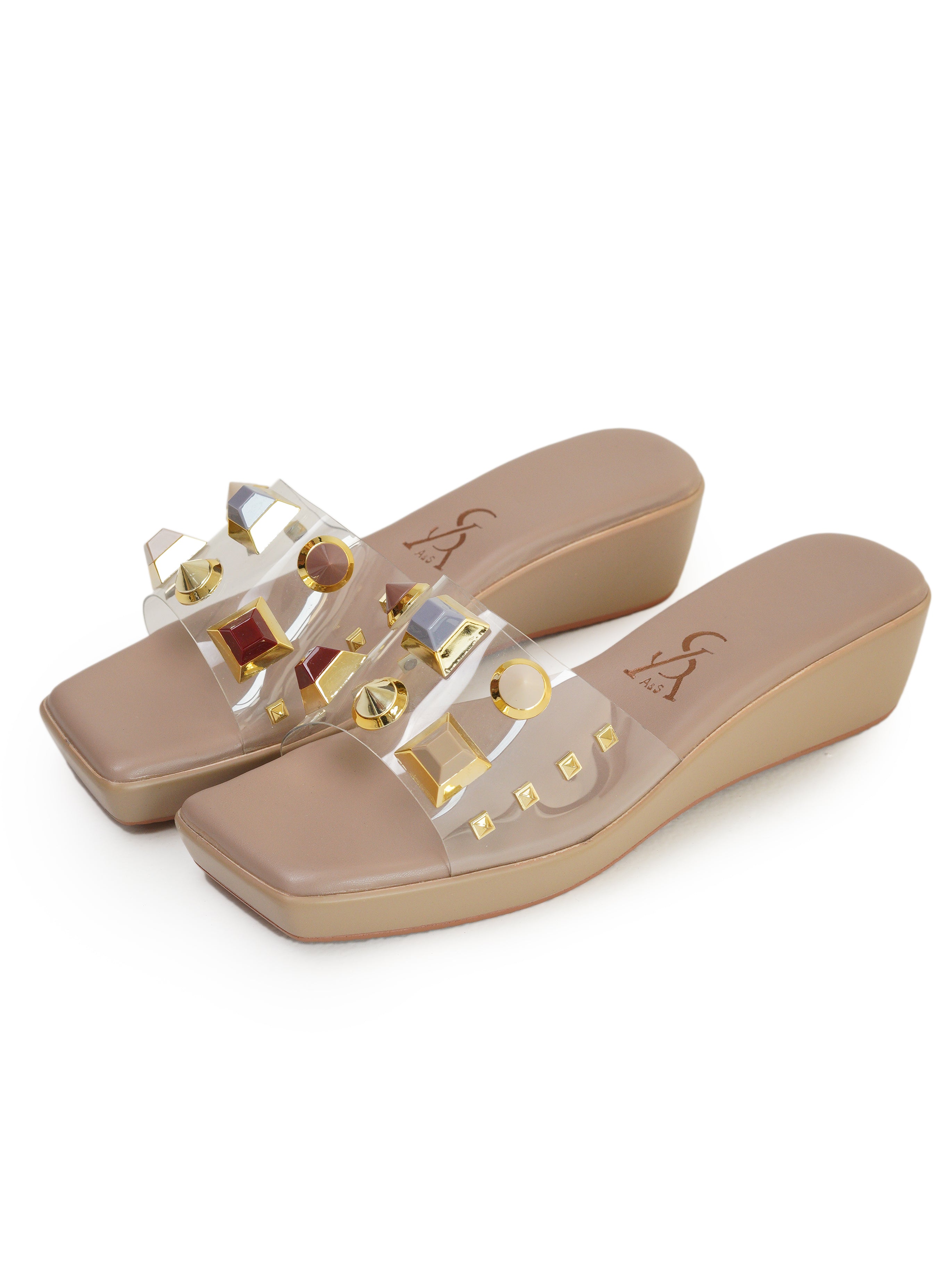 Studded vinyl wedges