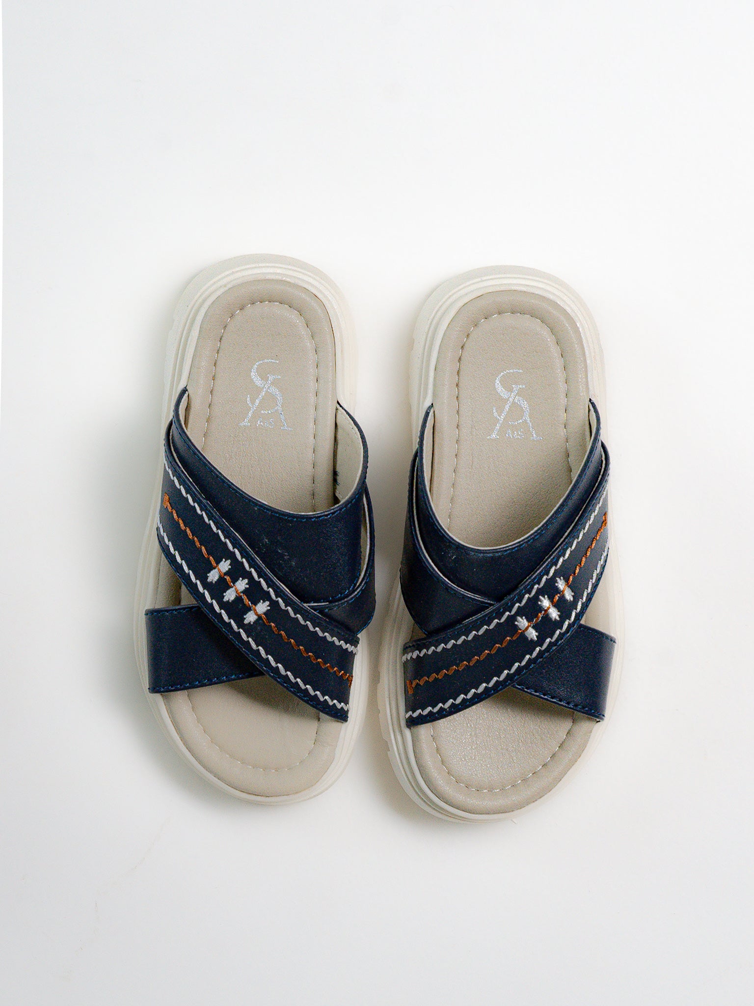 Wide Cross Strap Stitch Detail Flip Flop
