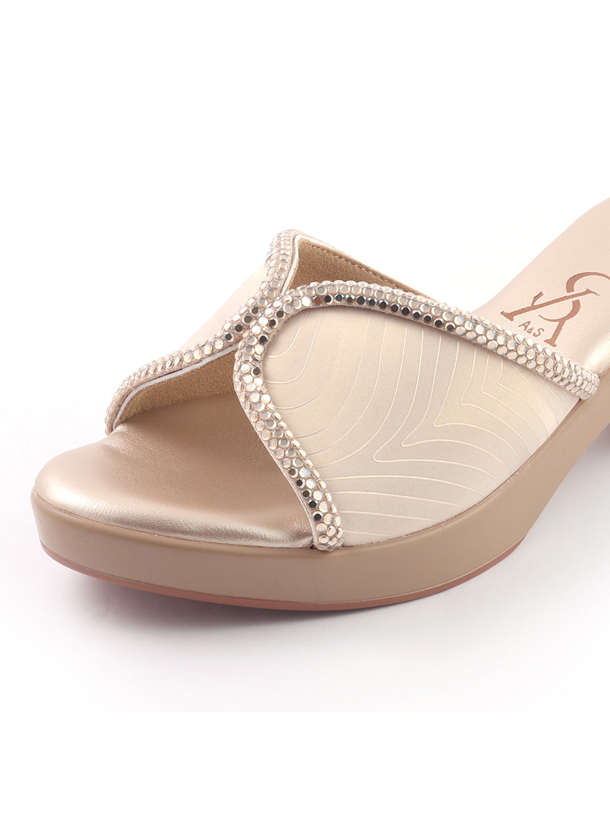 Rhinestone Detail Textured Wedges