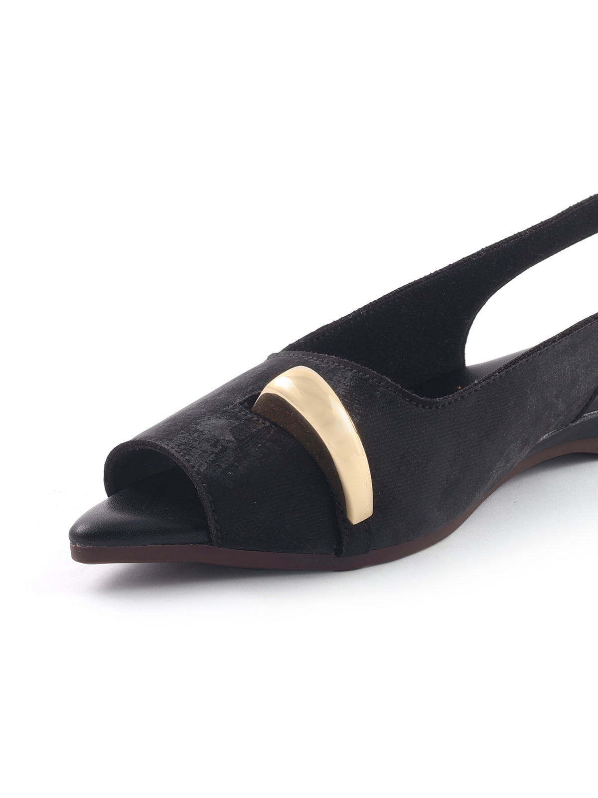 Golden Toe Detail Slingback Flats