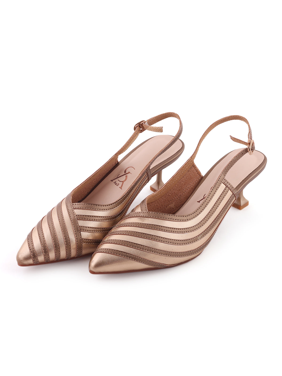 Striped Slingback Block Heels
