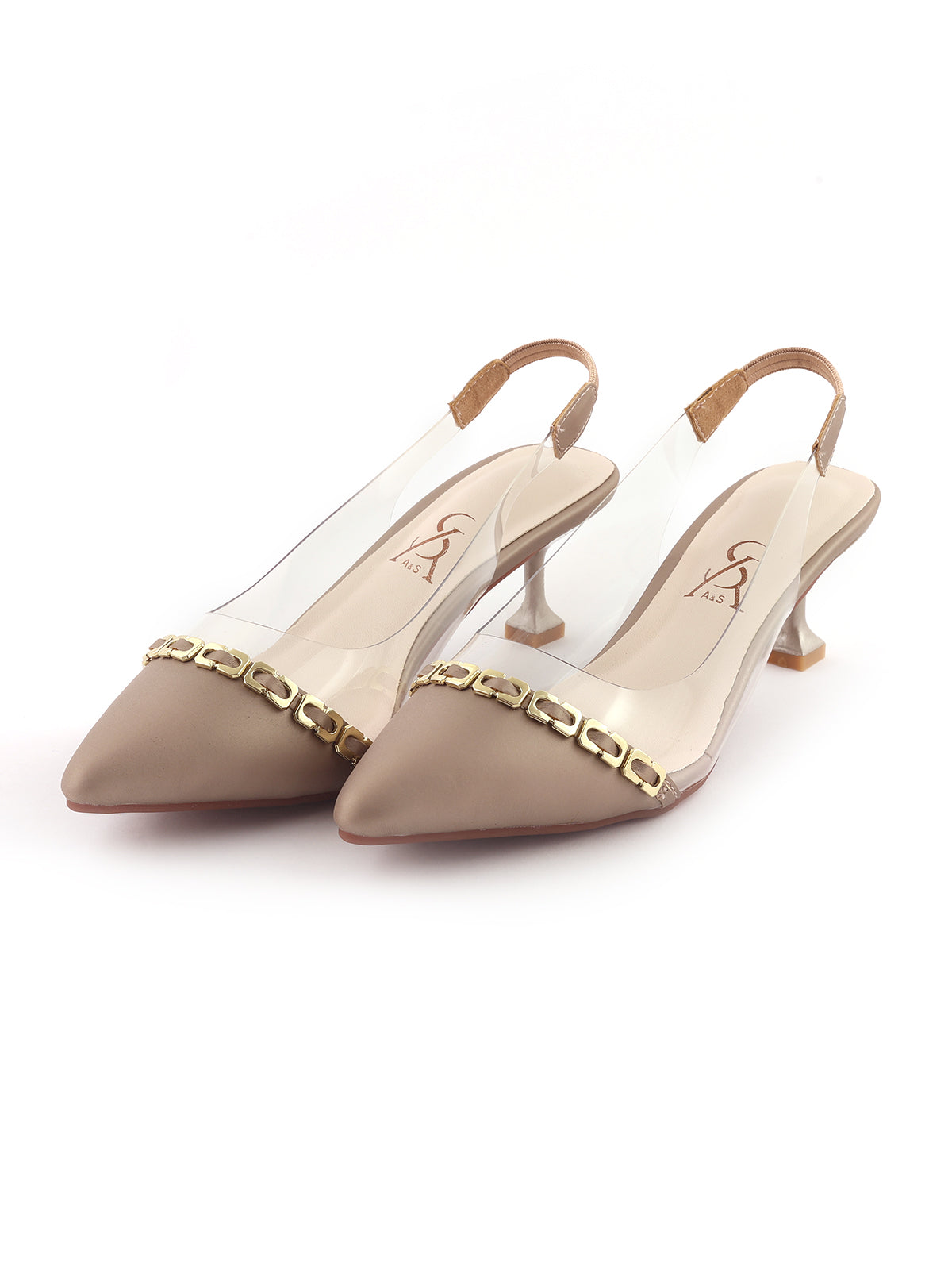 Reactangle Chain Link Kitten Heels