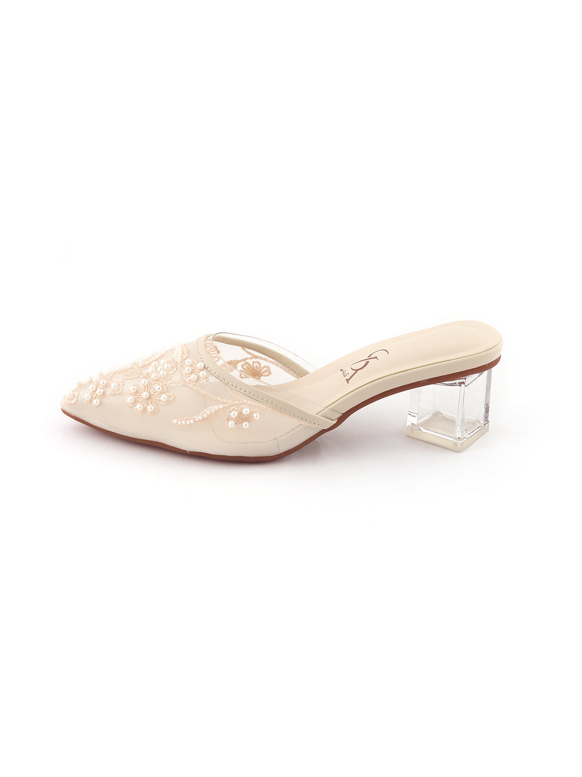 Pearl Detail Block Heel