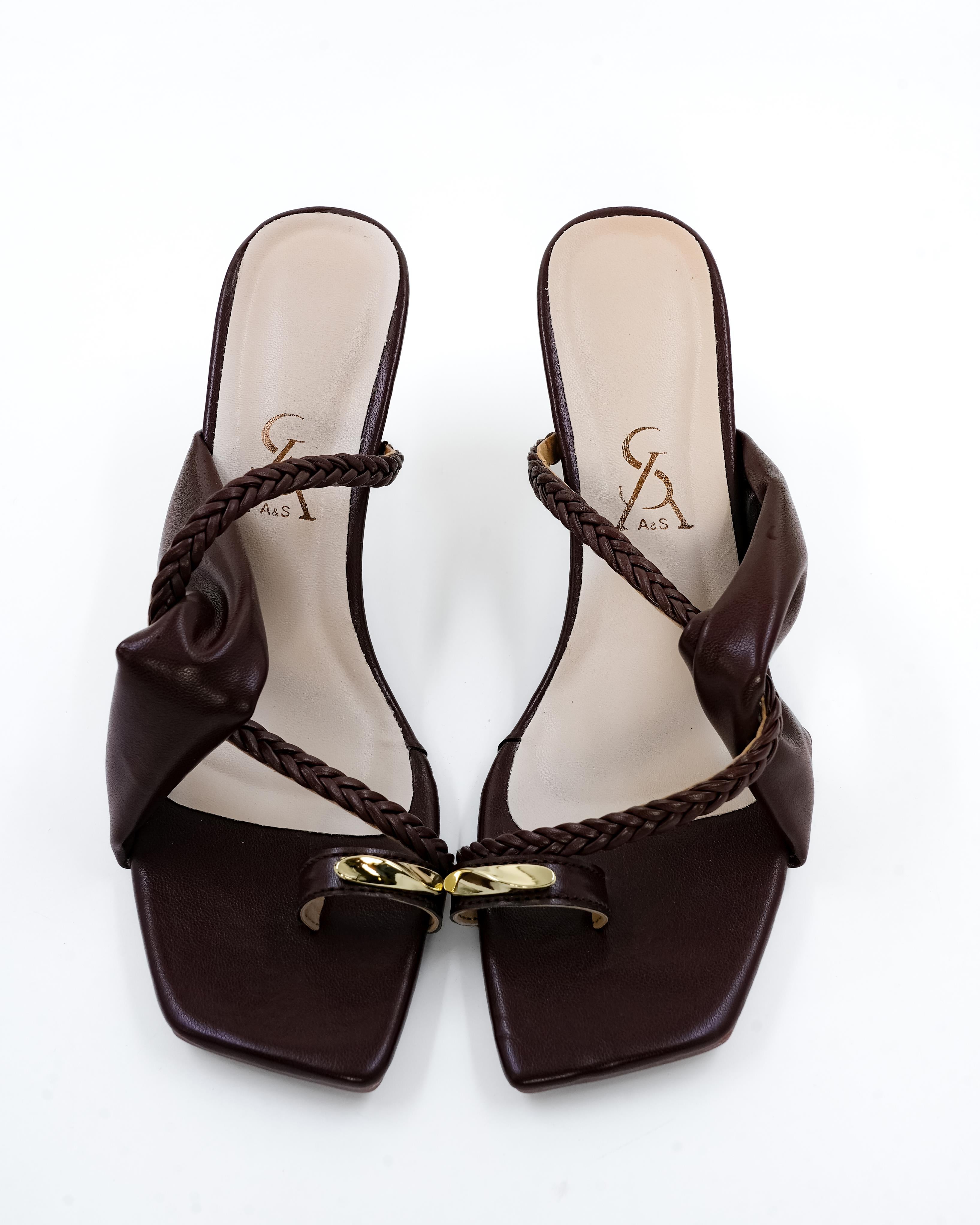 One Toe Knotted Strap Detail Heels