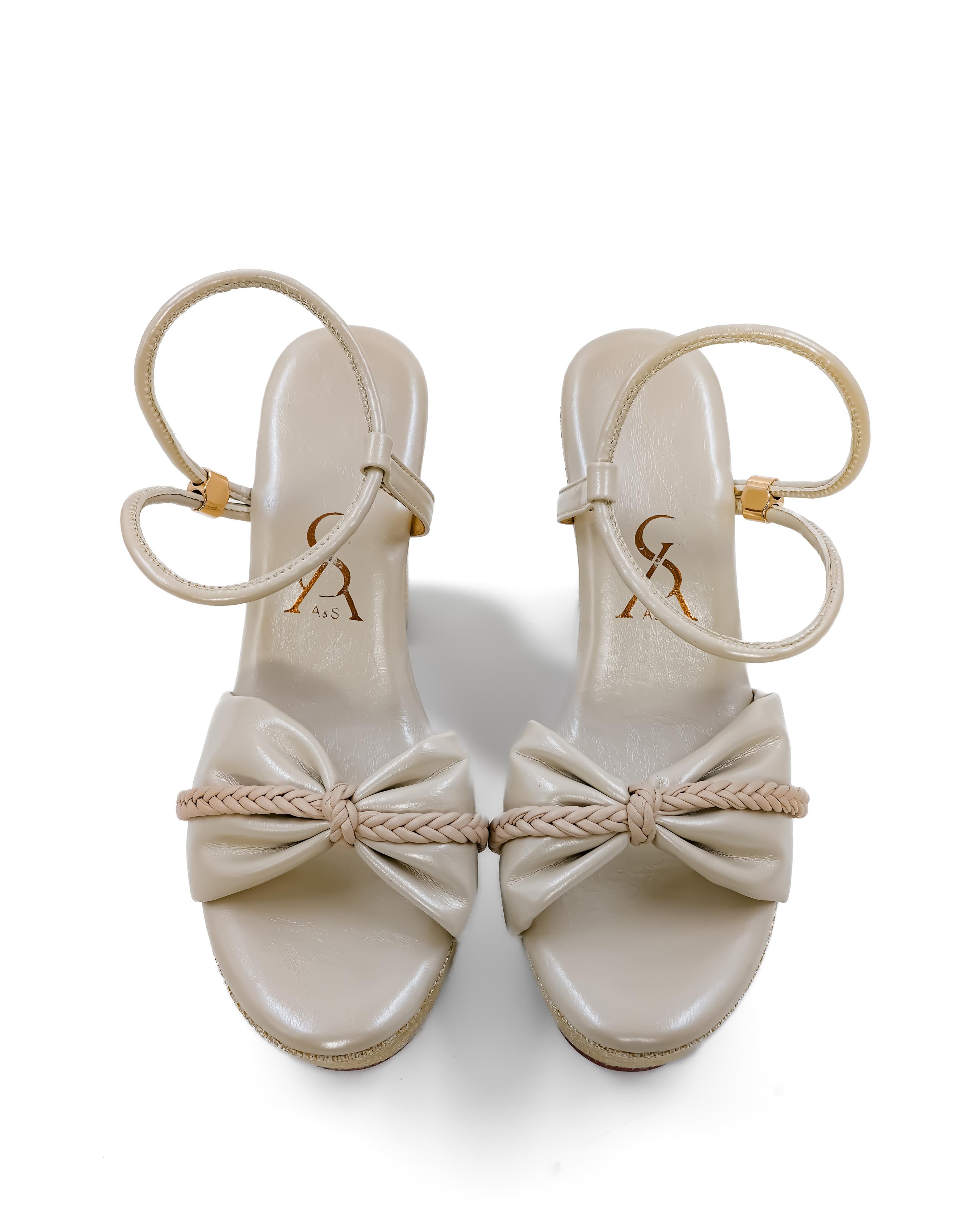 Bow Strap Detail Braided Block Heel