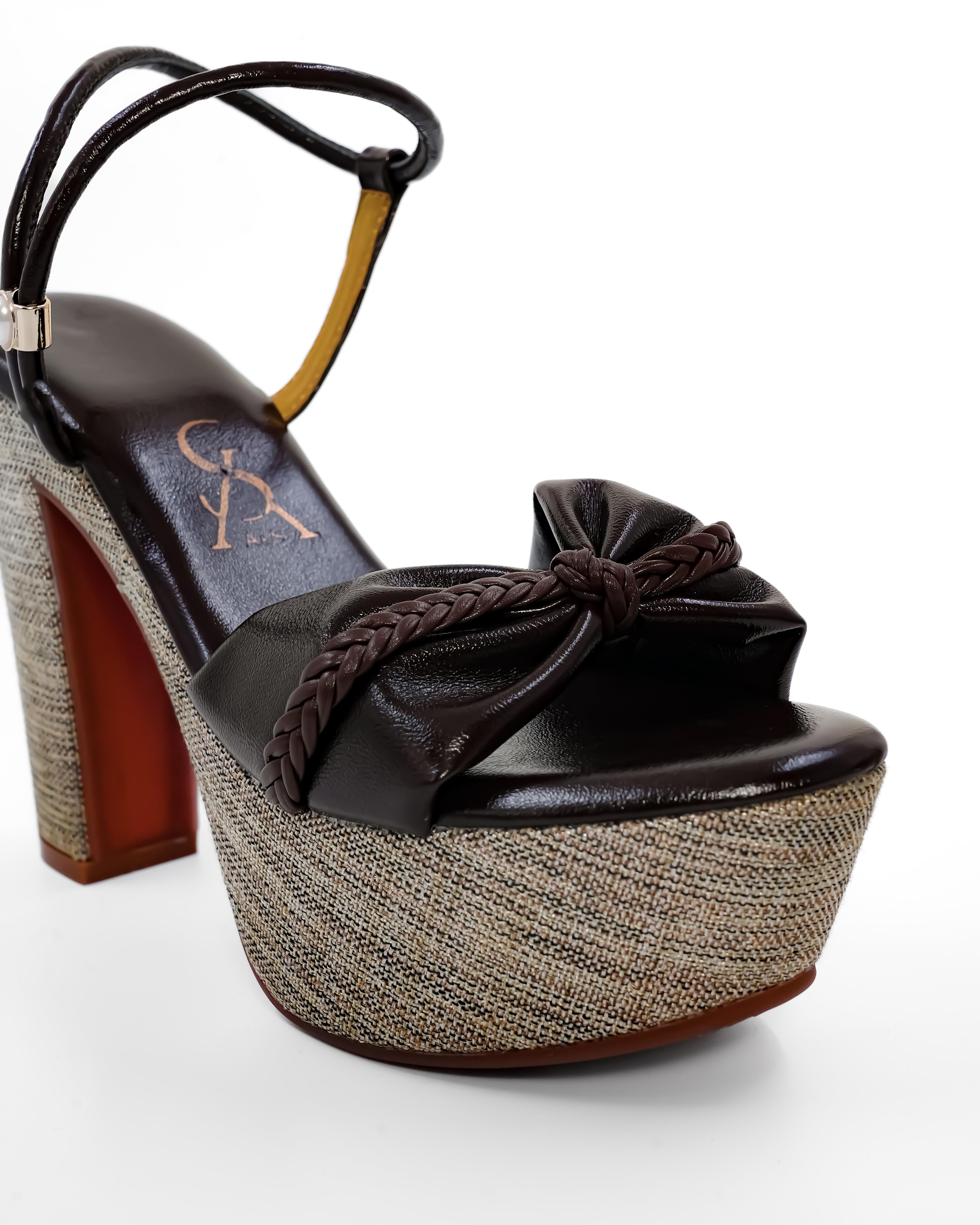 Bow Strap Detail Braided Block Heel
