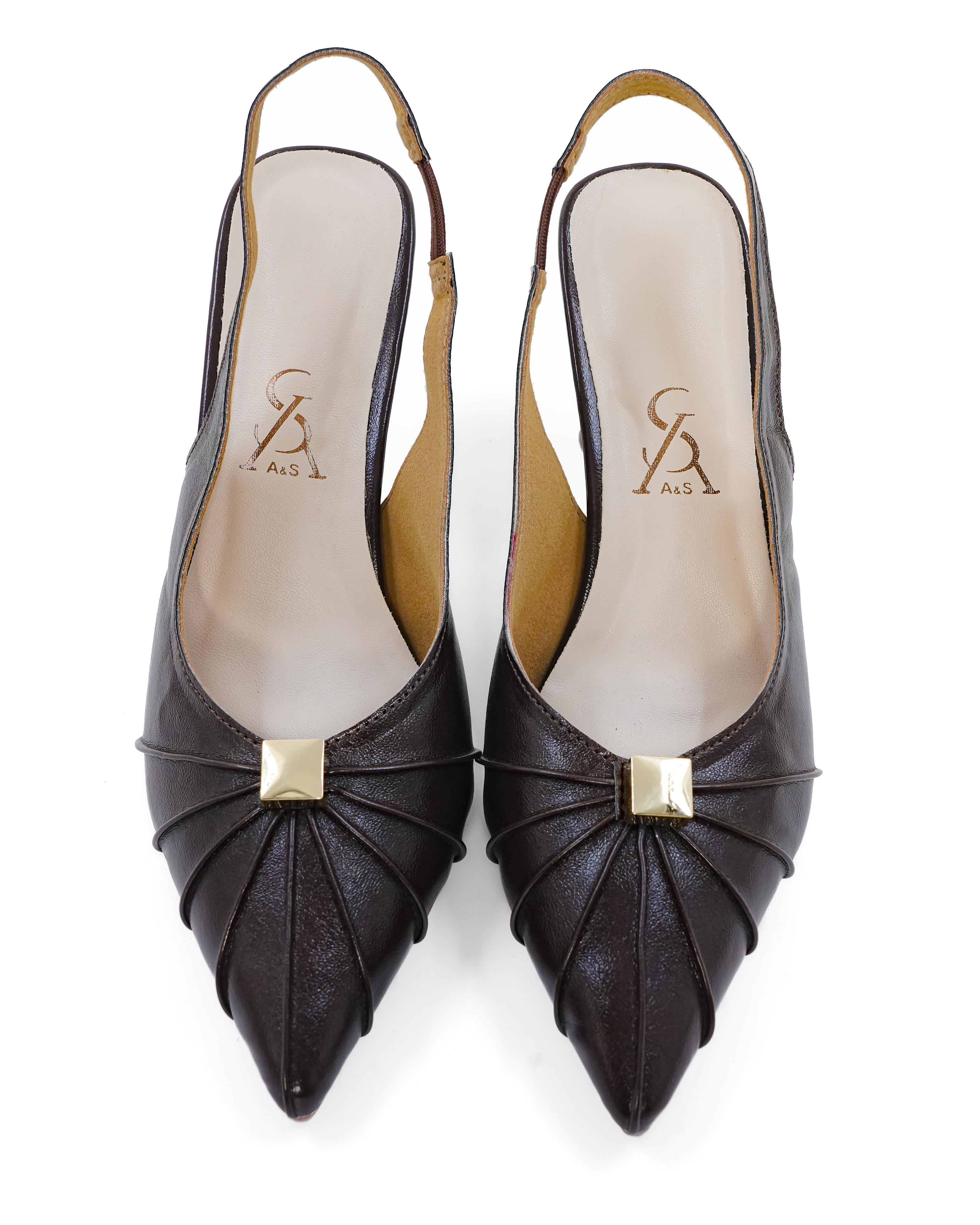 Pleated Golden Detail Heels