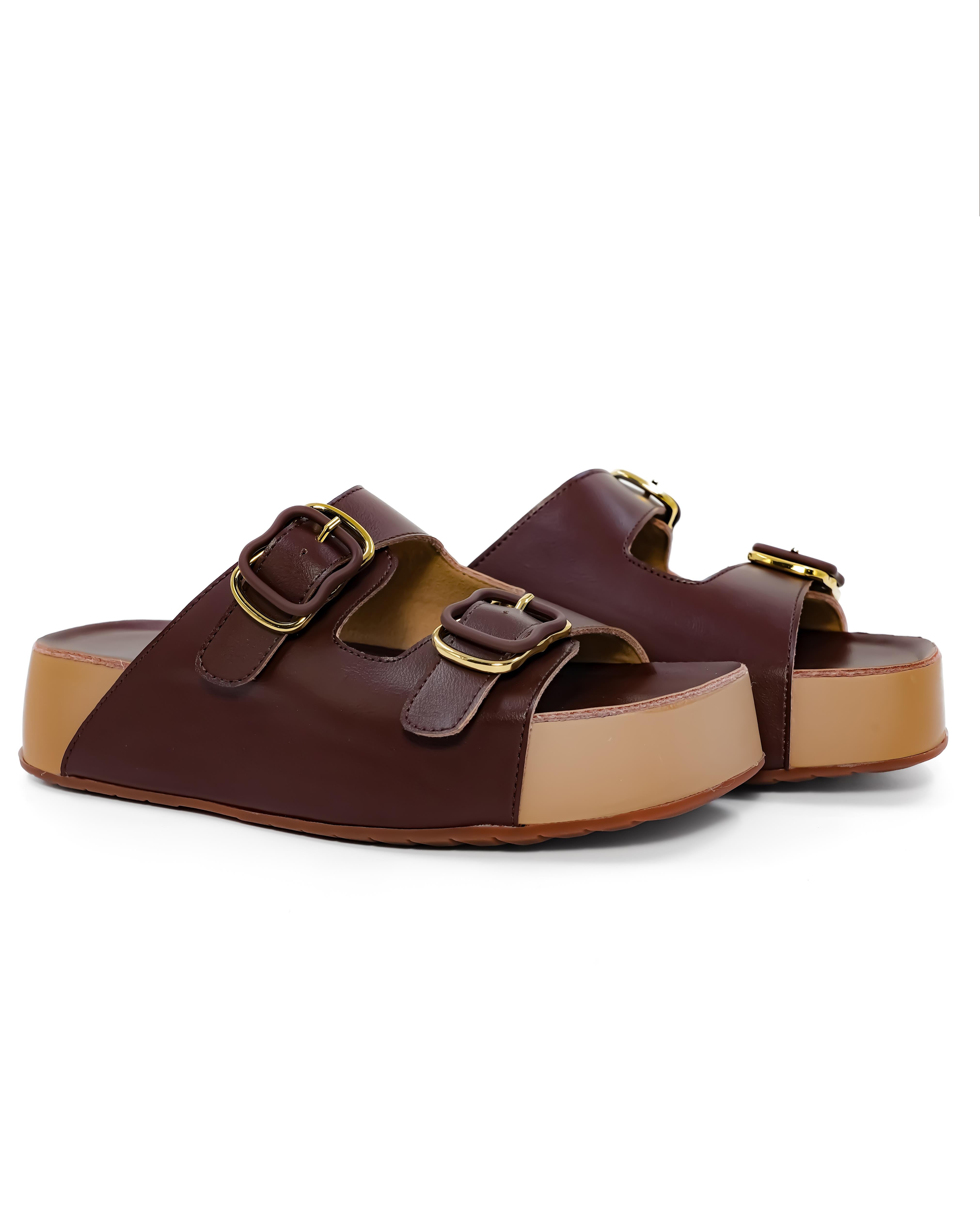 Dual Buckle Detail Chunky Sandals