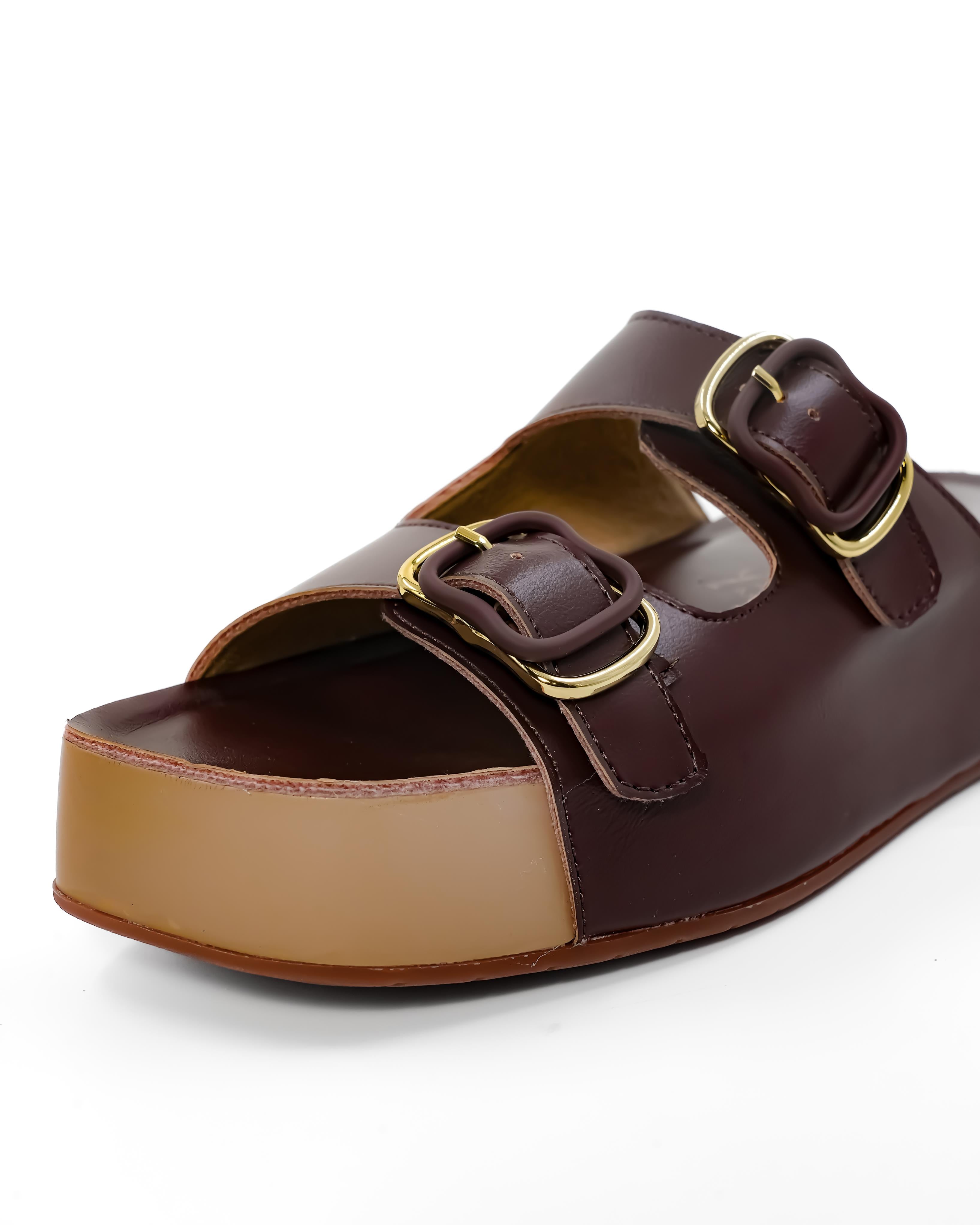 Dual Buckle Detail Chunky Sandals