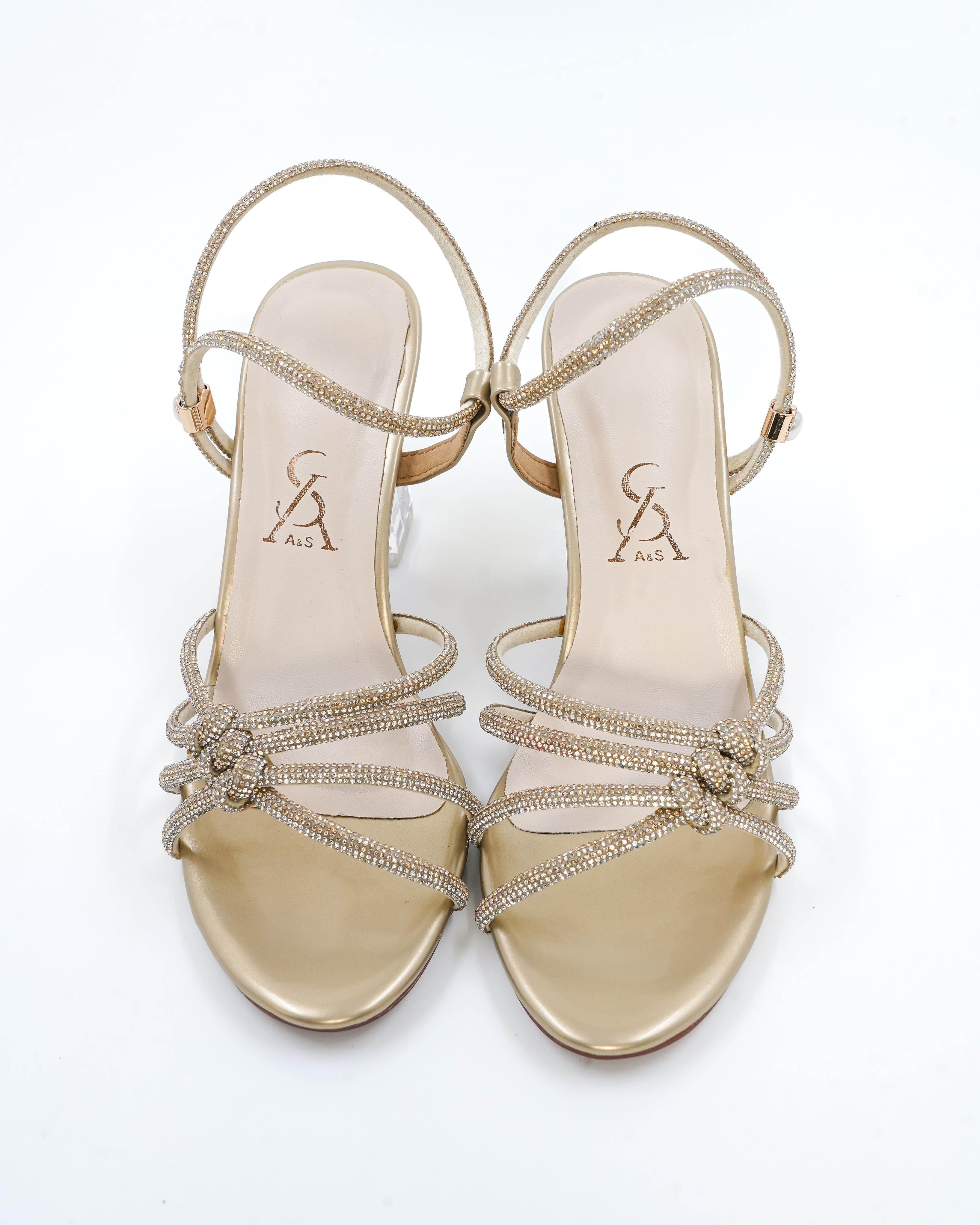 Embellished Strappy Block Heels