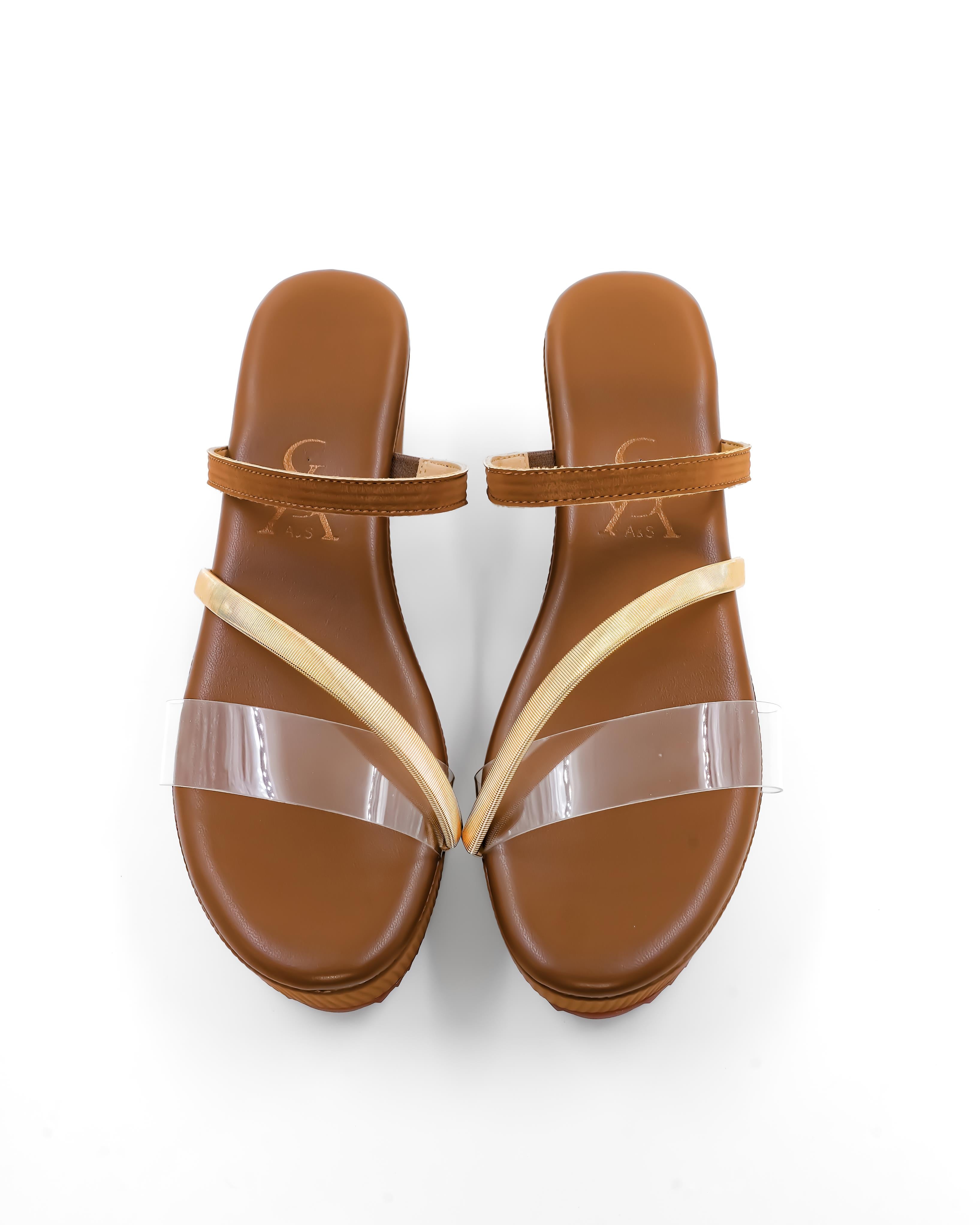 Metallic Strap detail Vinyl Wedges