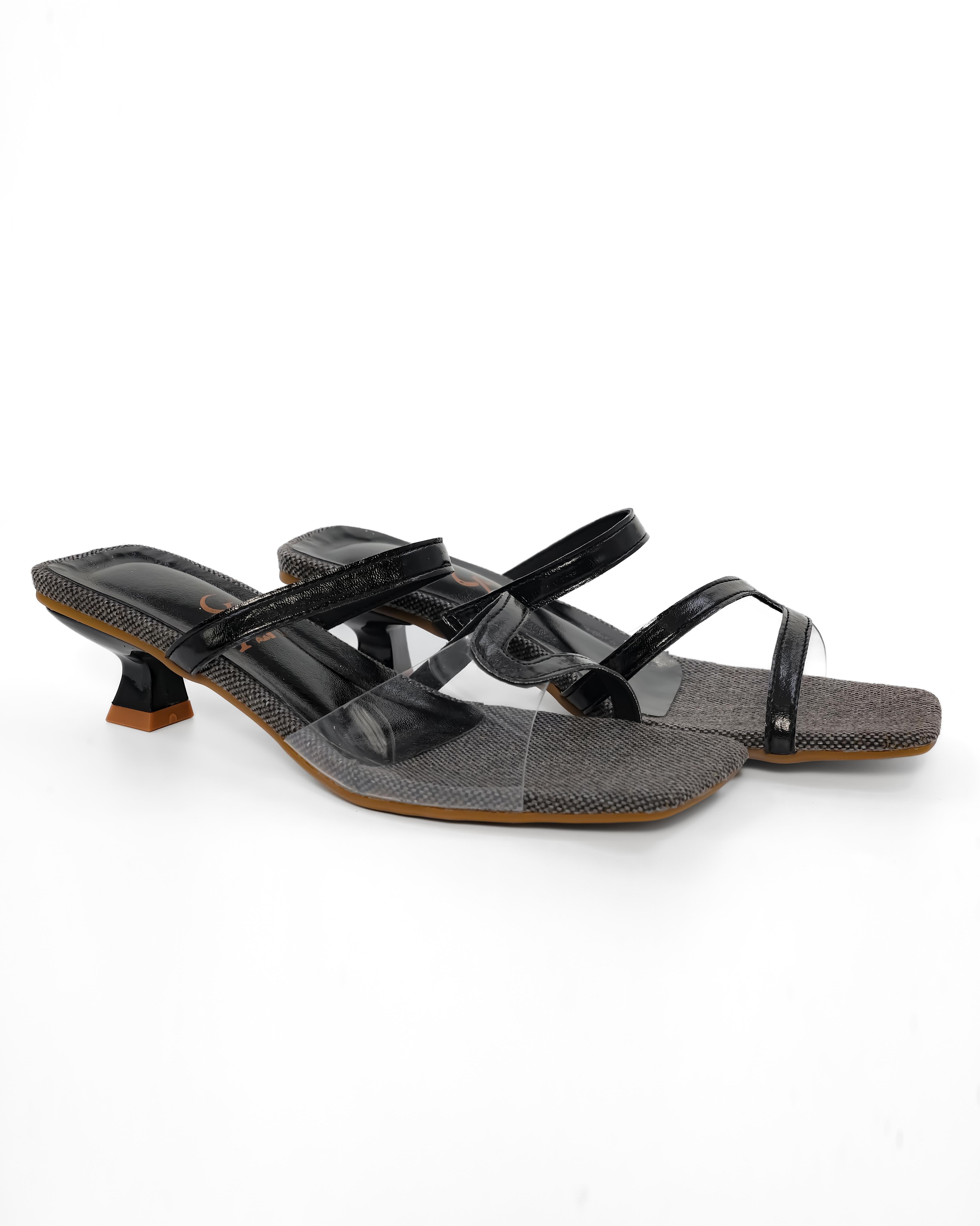 Twisted Strap Detail Vinyl Kitten Heel