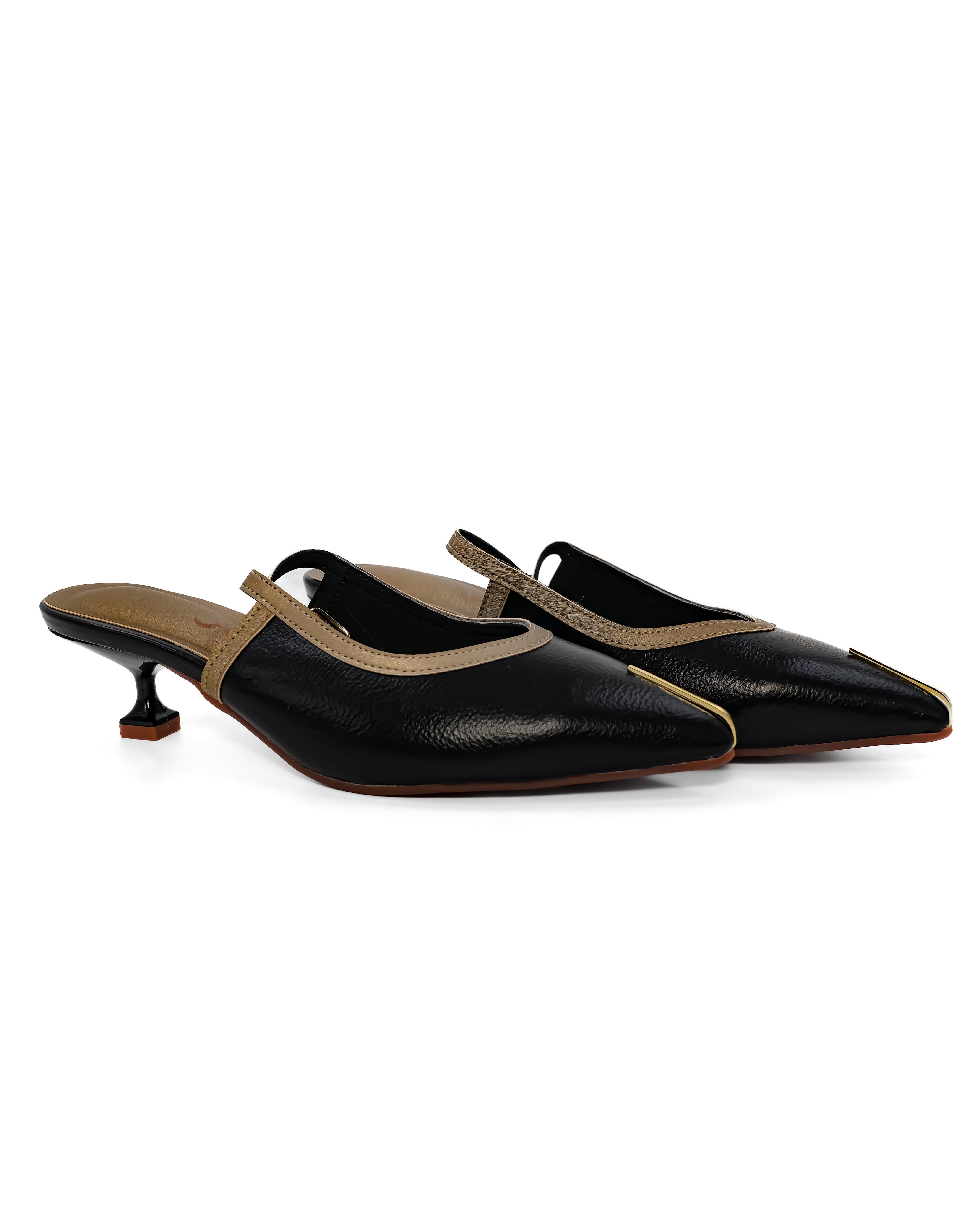 Pointed Toe Detail Kitten Heels