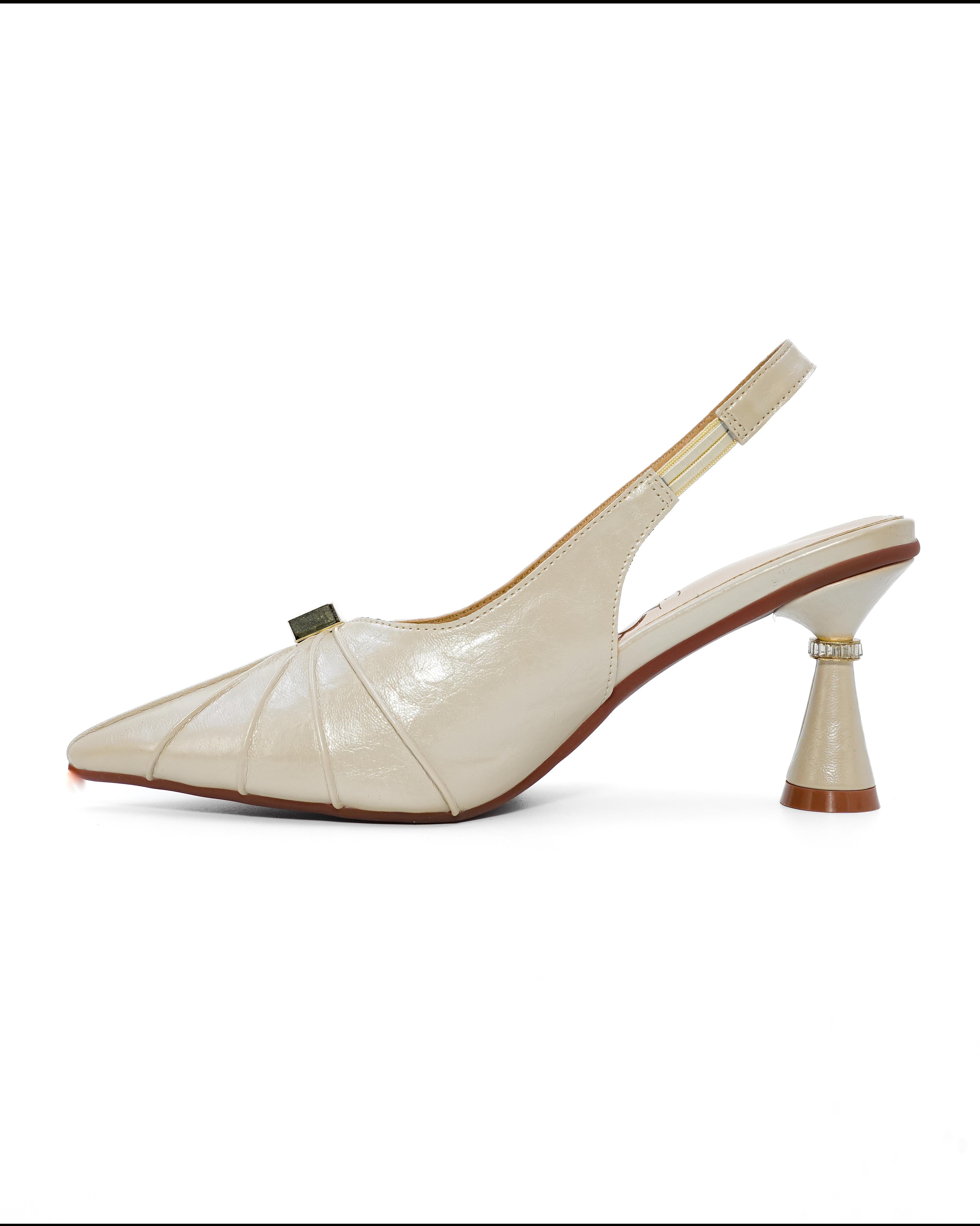 Pleated Golden Detail Heels