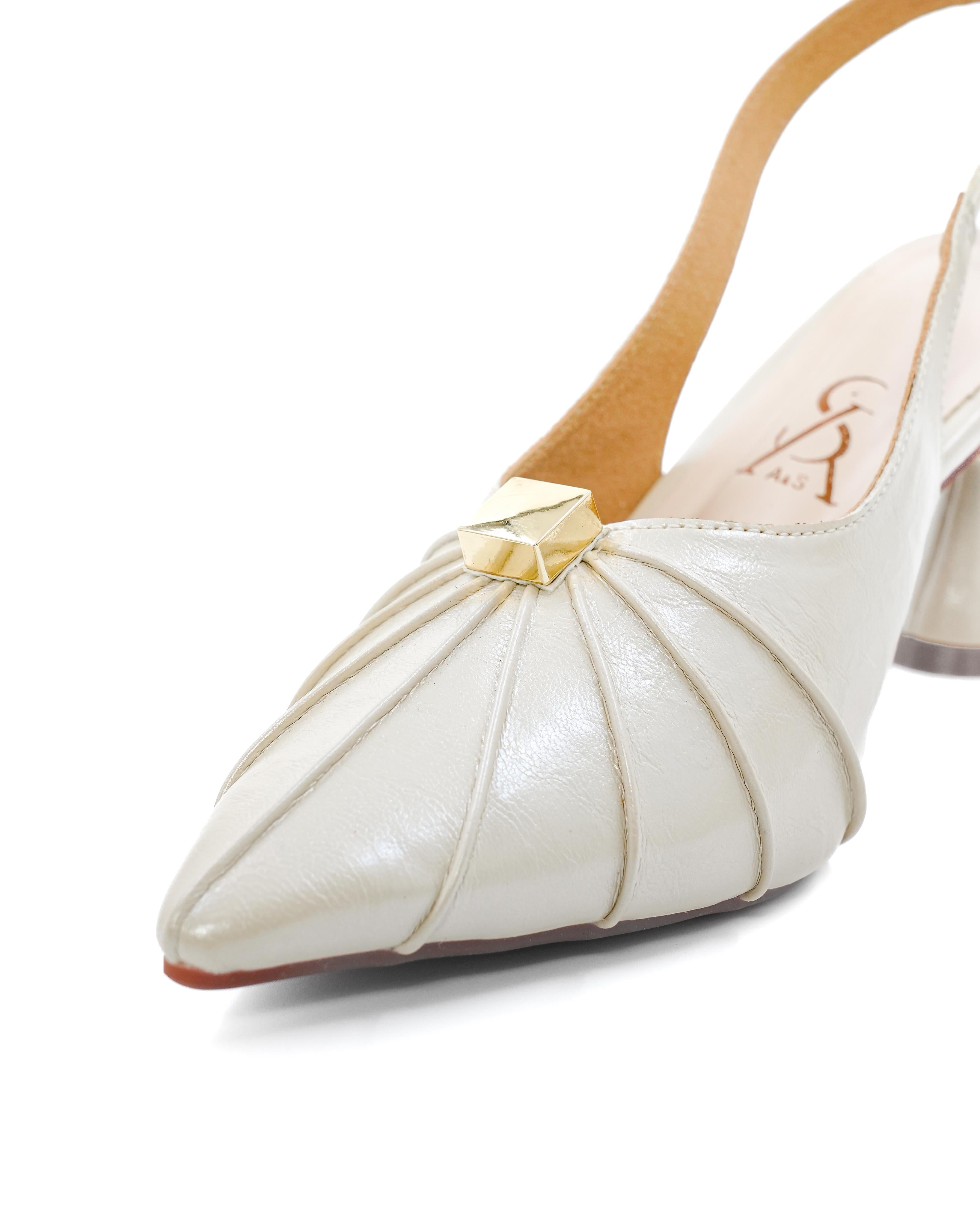 Pleated Golden Detail Heels
