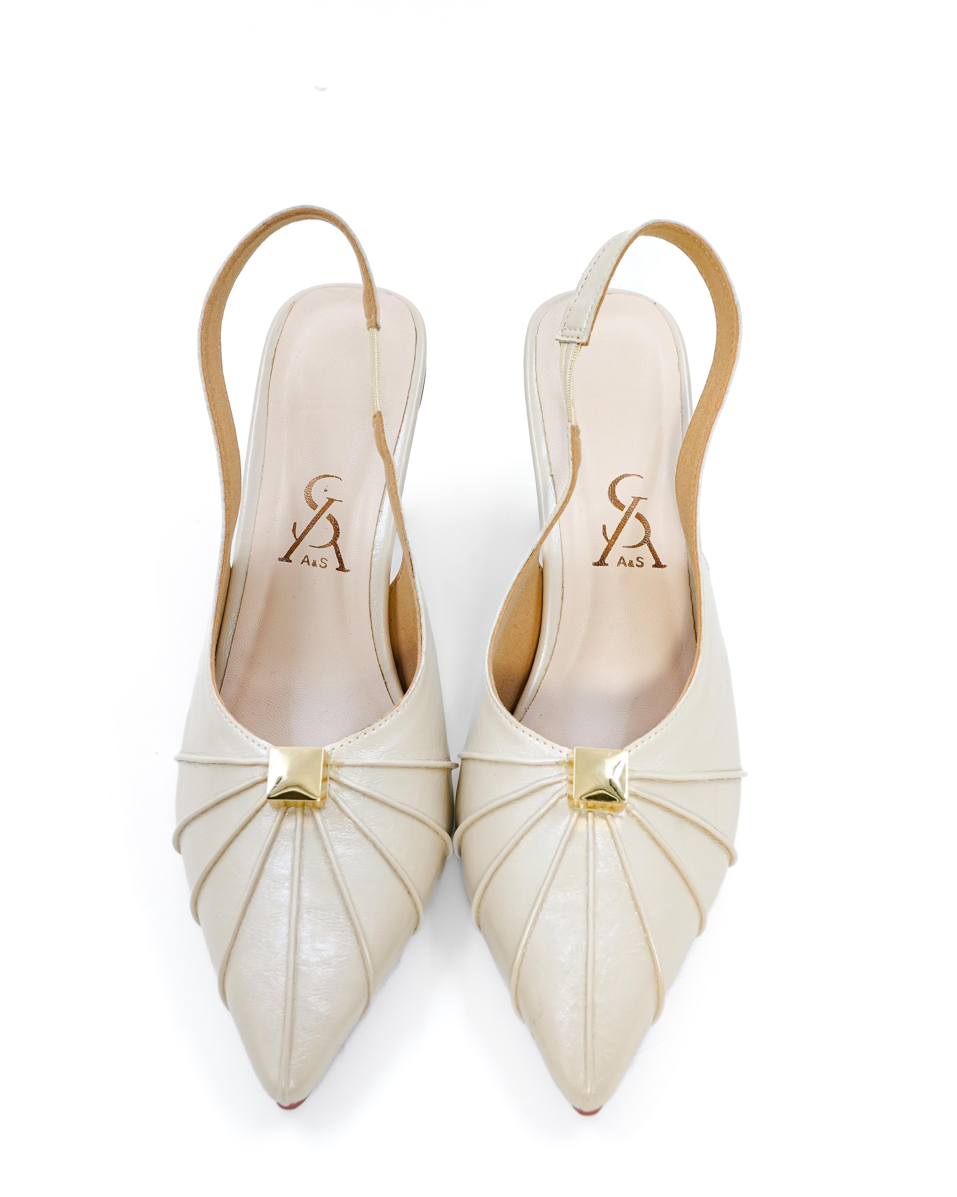 Pleated Golden Detail Heels