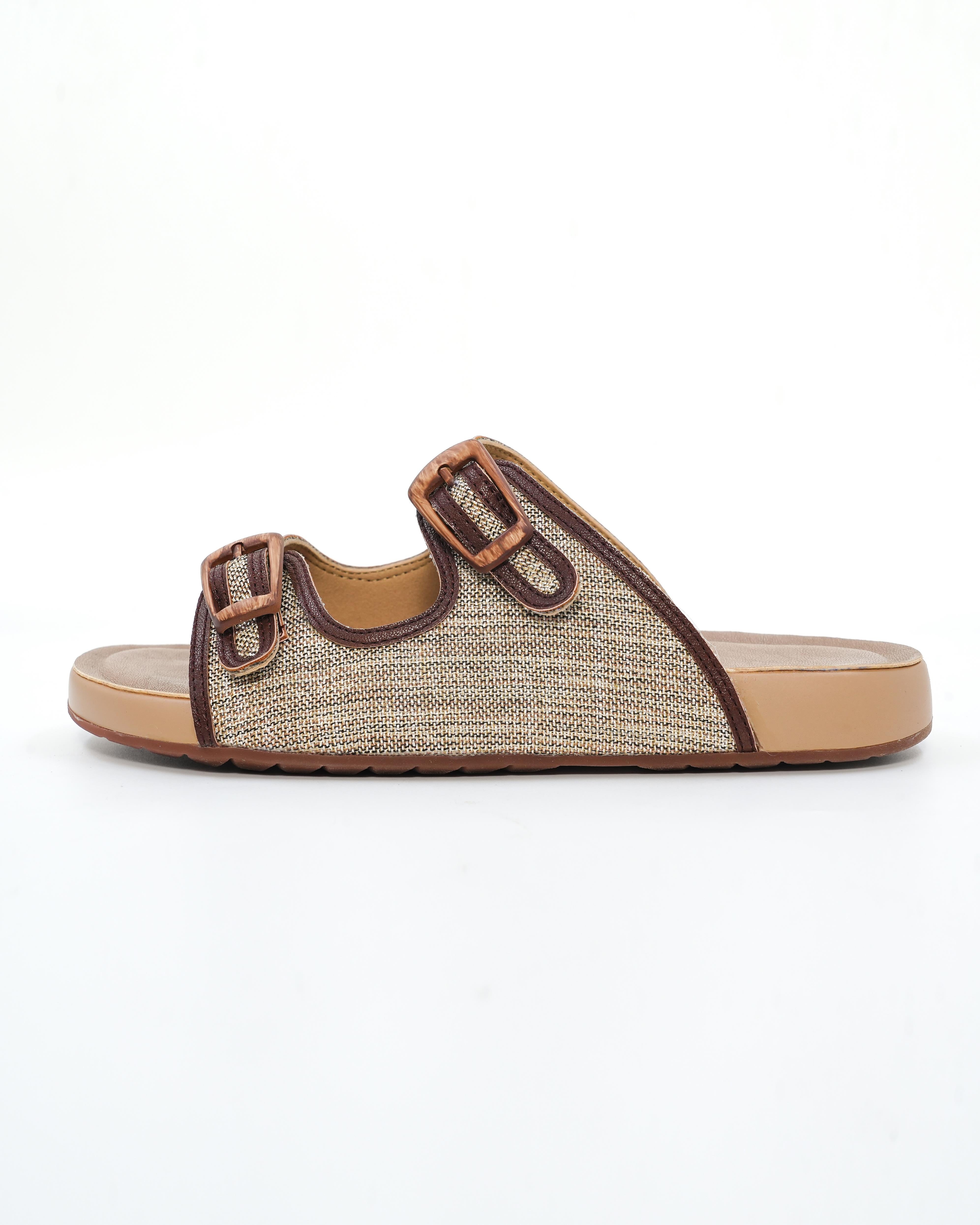 Dual Strap Textured Sandals