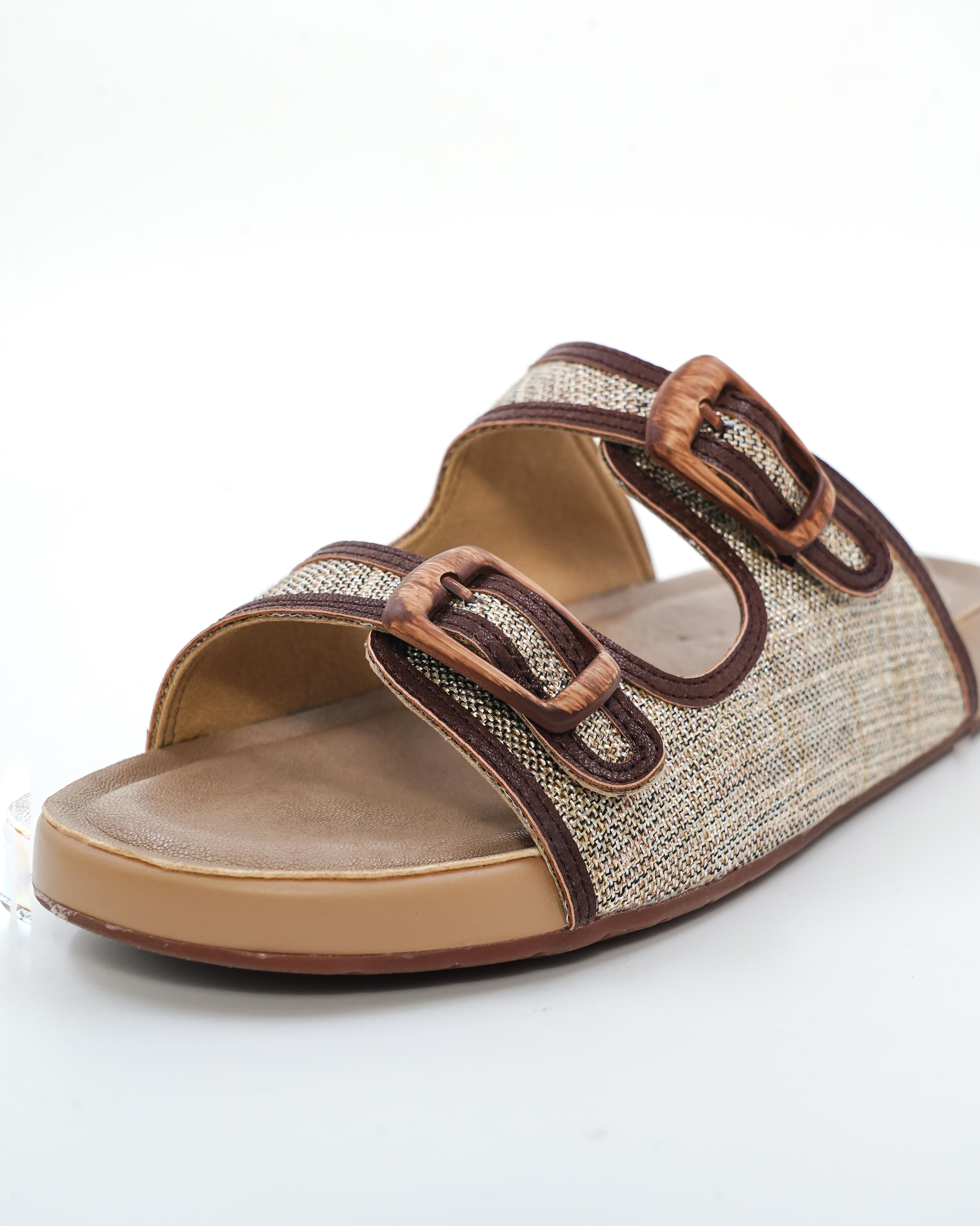 Dual Strap Textured Sandals