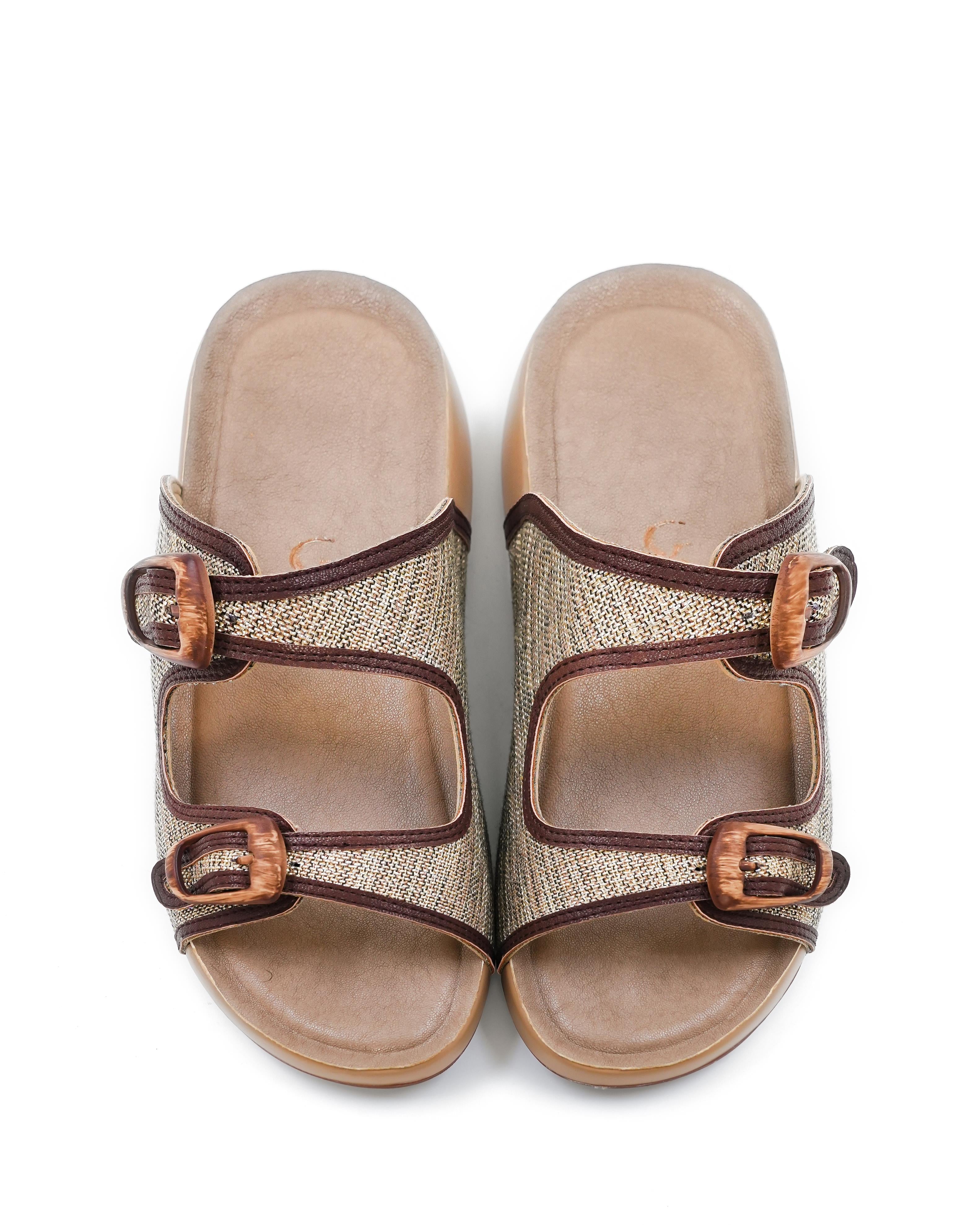 Dual Strap Textured Sandals
