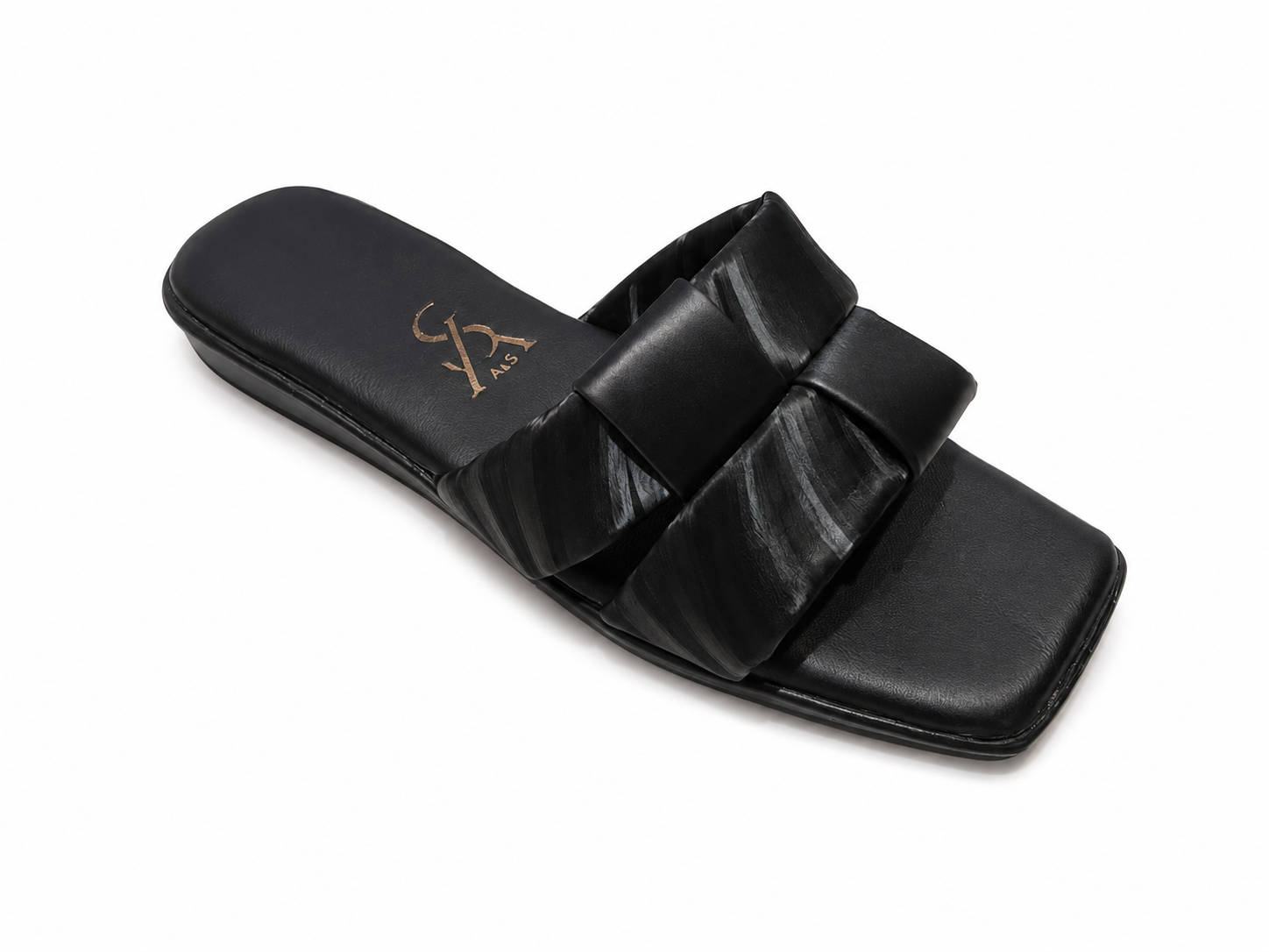 Overlap strap cushioned flats