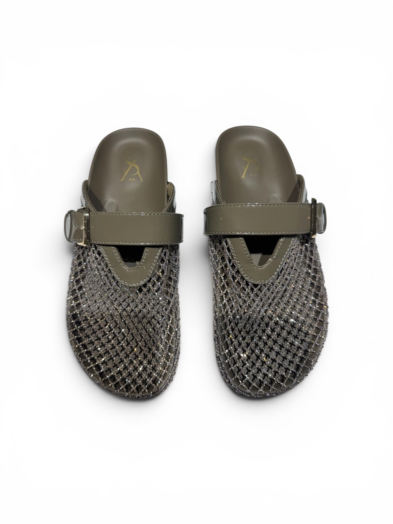 Mesh studded clogs flats