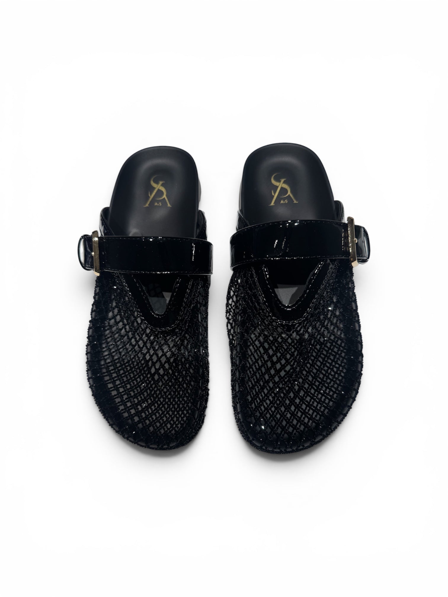 Mesh studded clogs flats