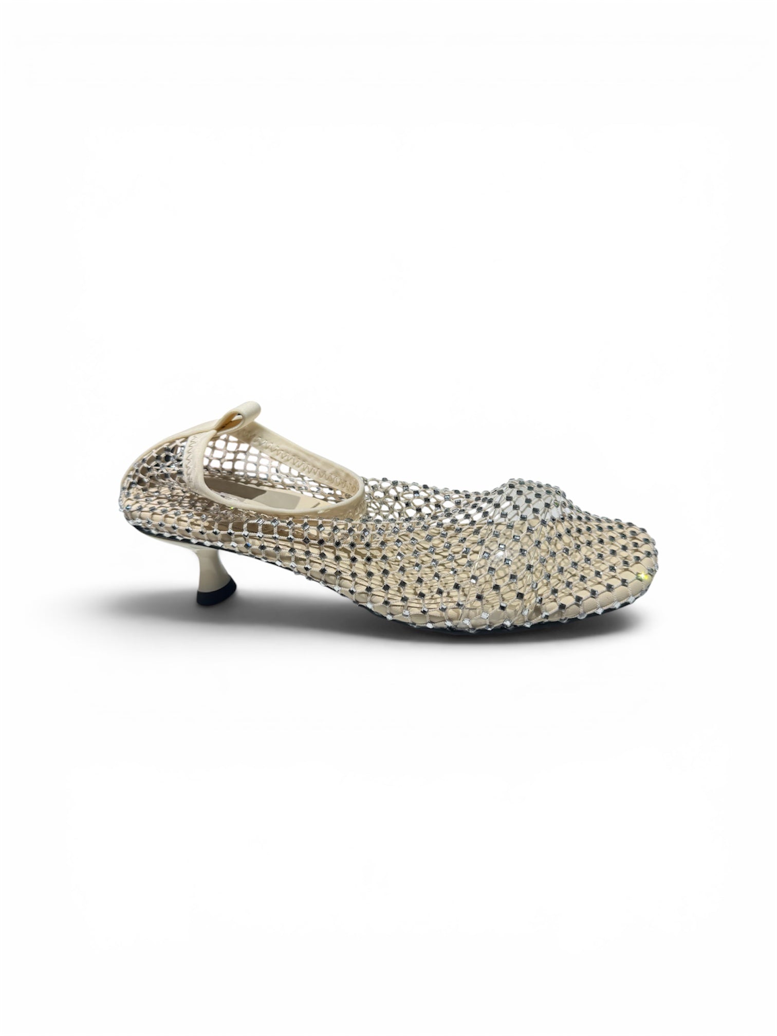 Mesh studded kitten heels