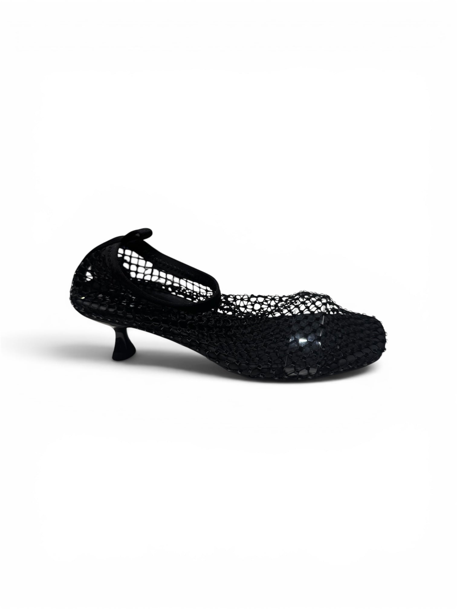 Mesh studded kitten heels