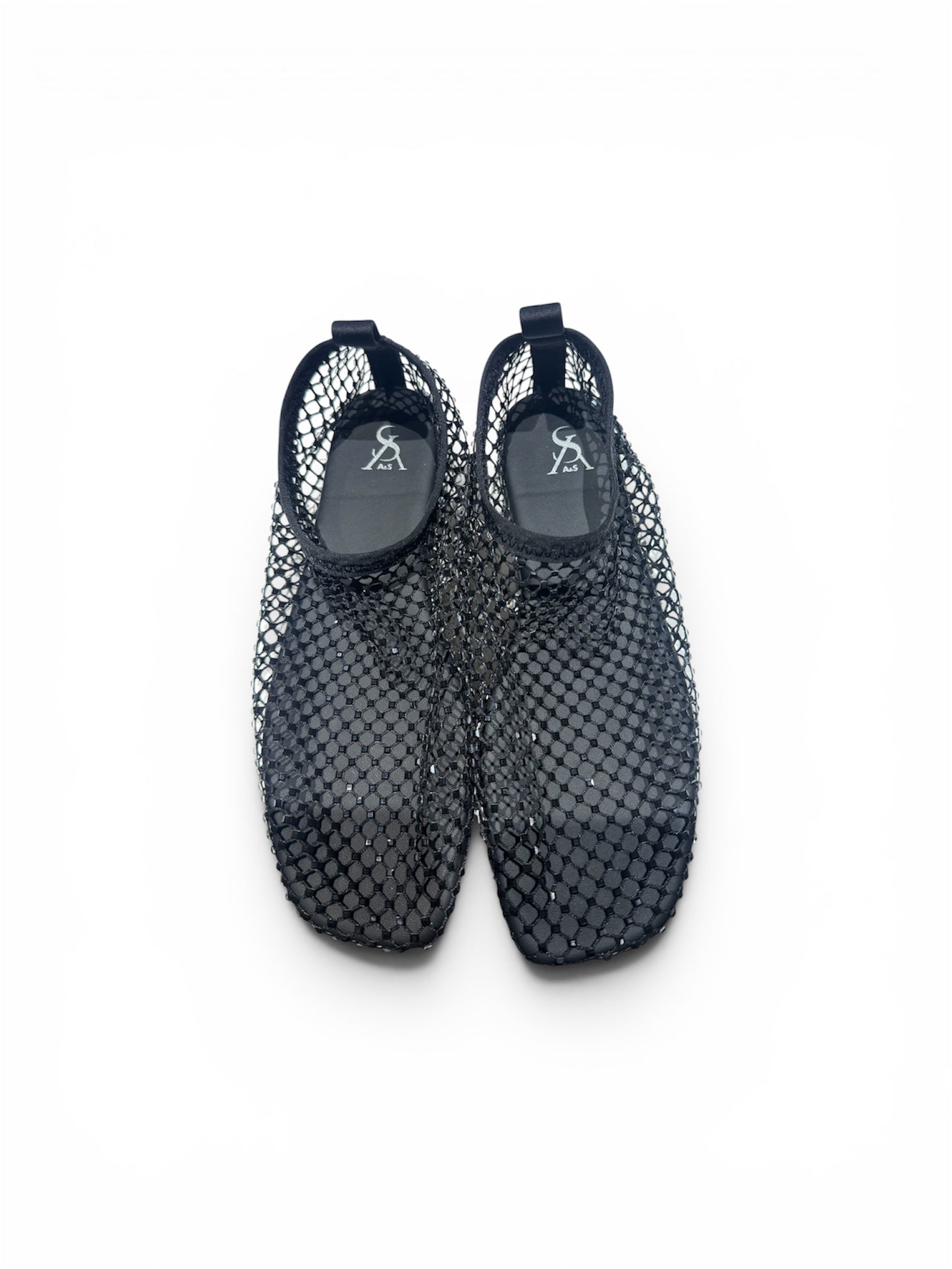 Mesh studded closed ballerinas