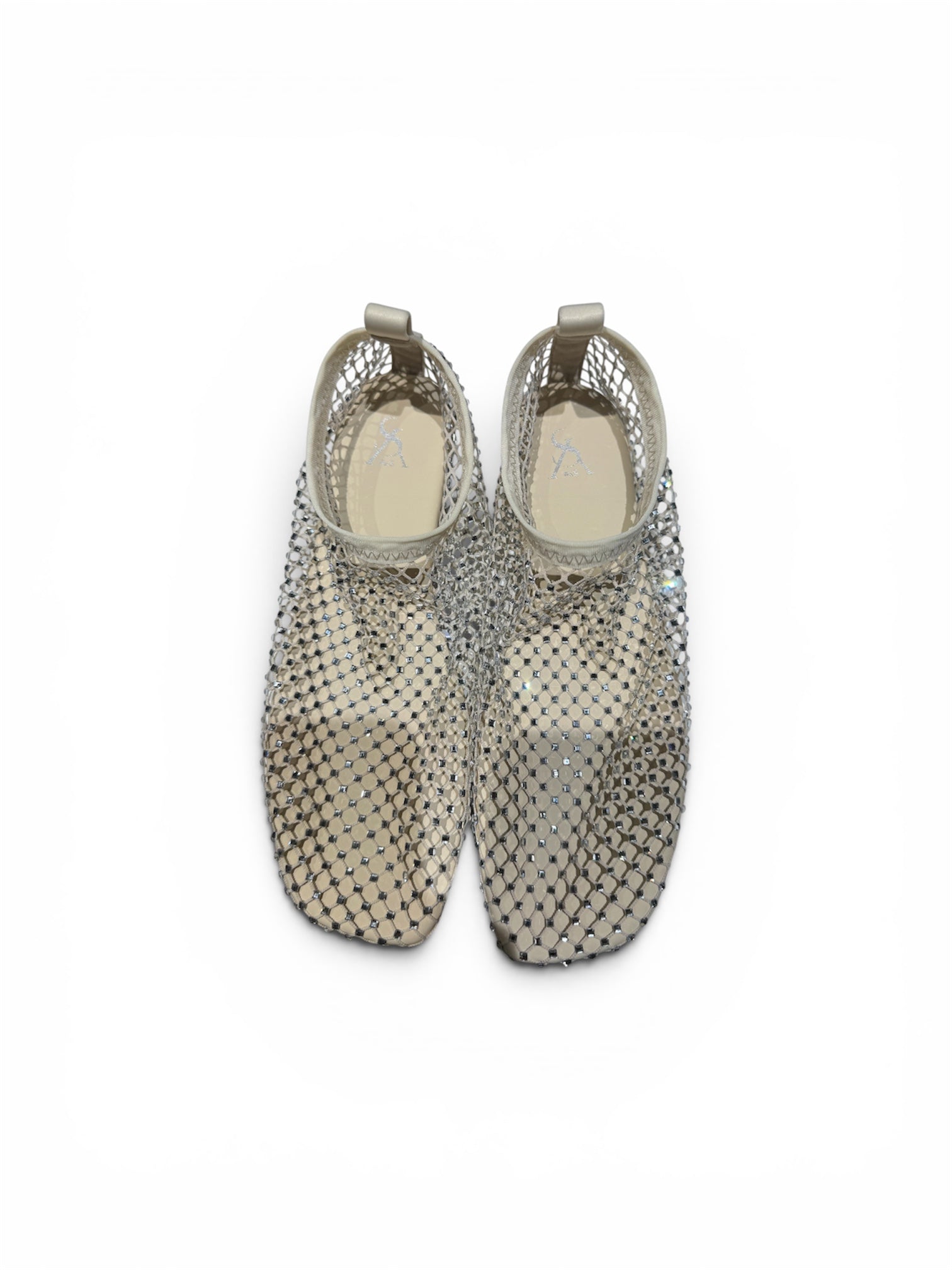 Mesh studded closed ballerinas