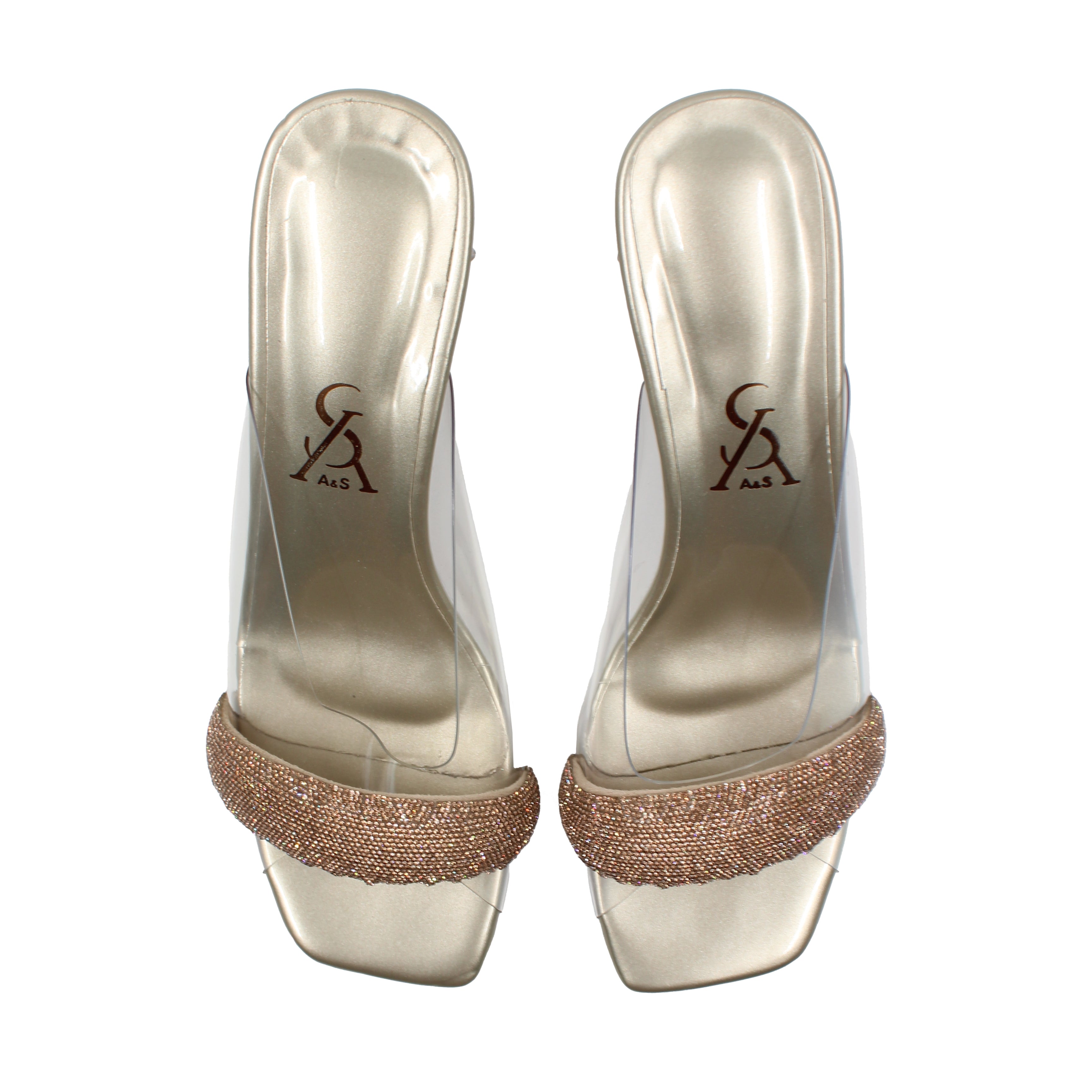 metallic embellished VINYL LOW HEELS