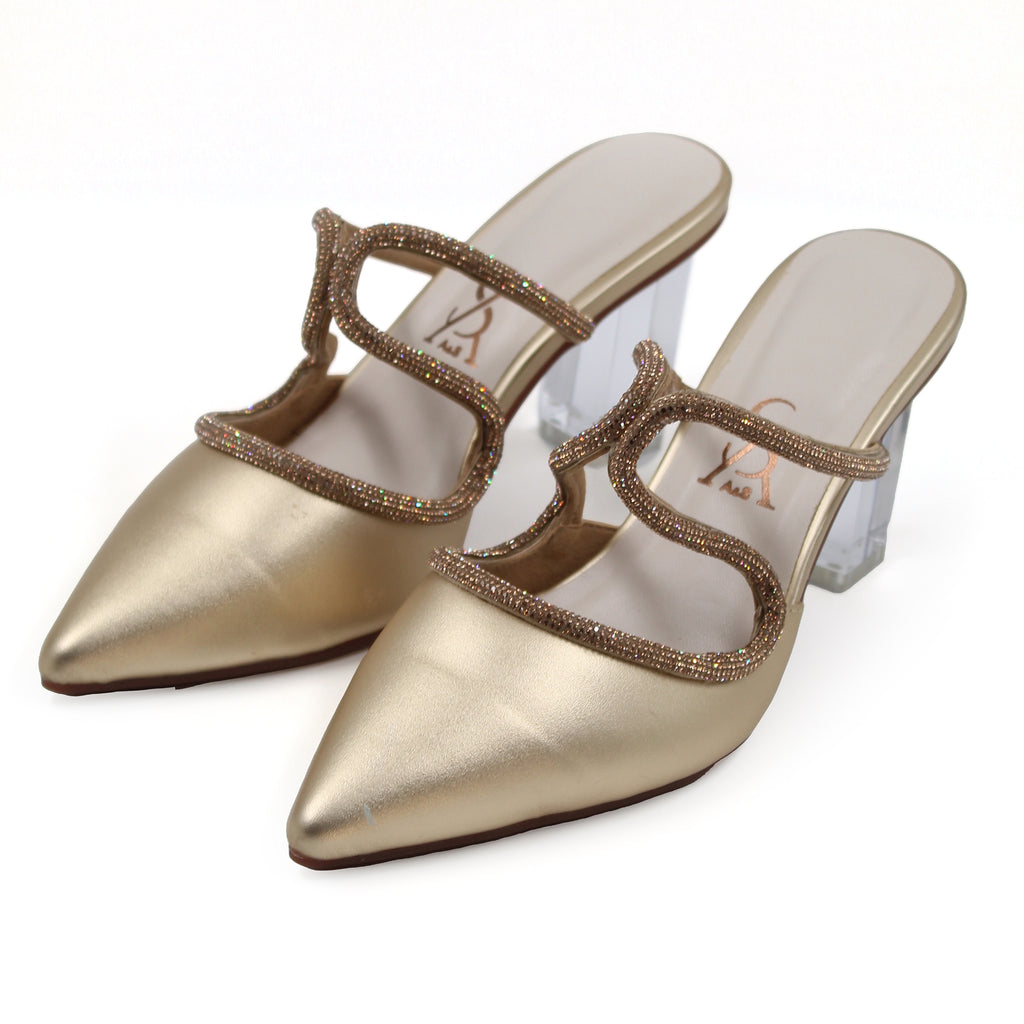 Crystal Buckle Detail Pointed Toe Heels - Red main image 1