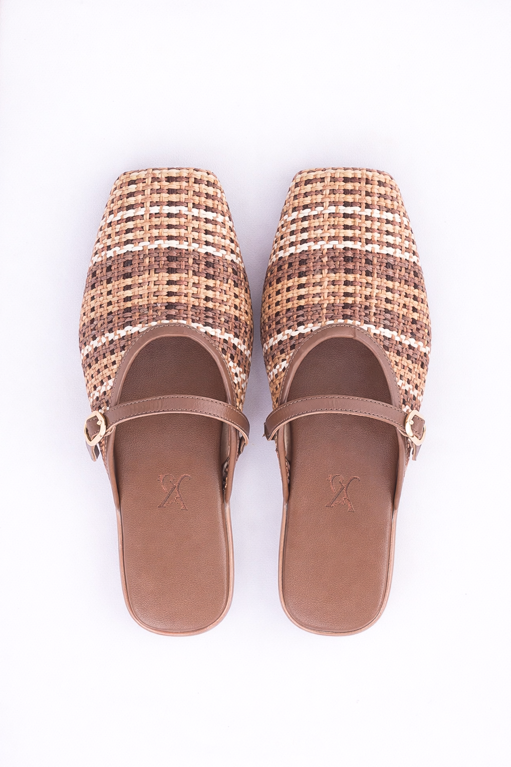 Textured weave mule flats