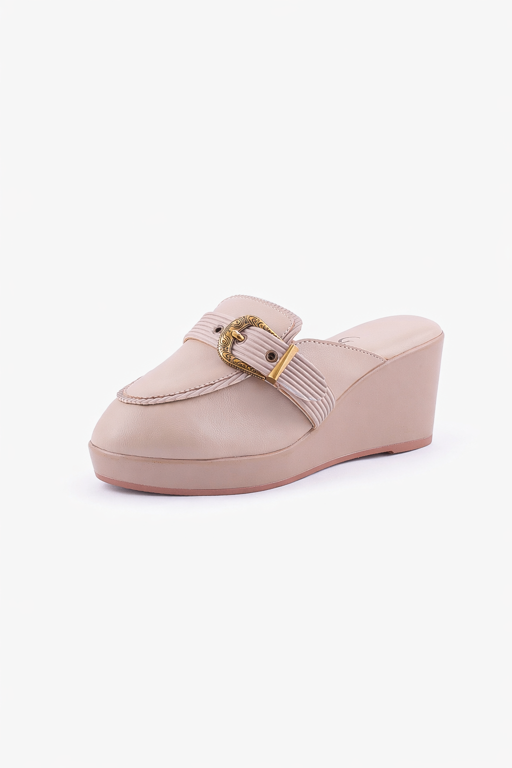 Antiqule buckle detail high platform mules