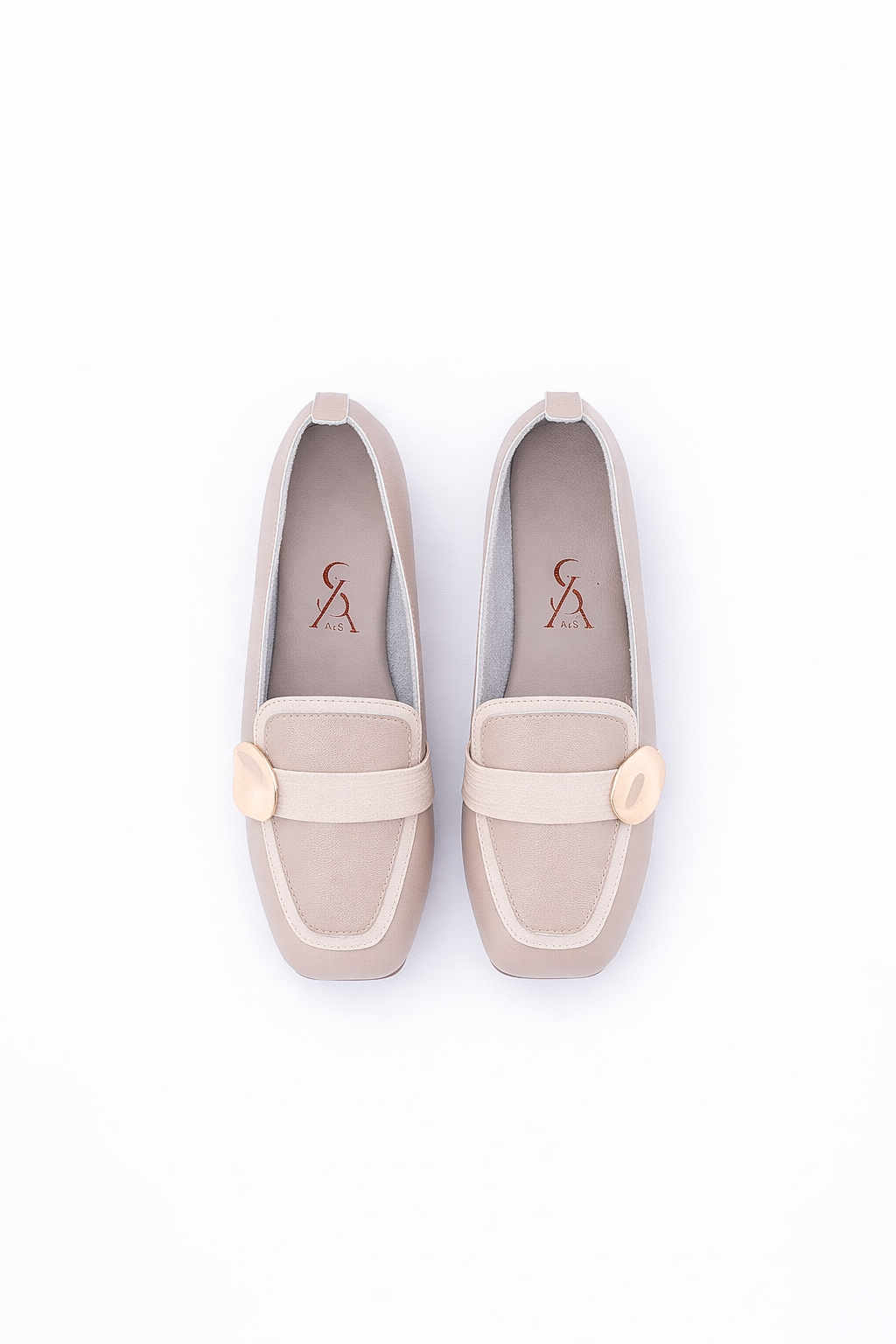 Gold-Accent Strap Ballerinas