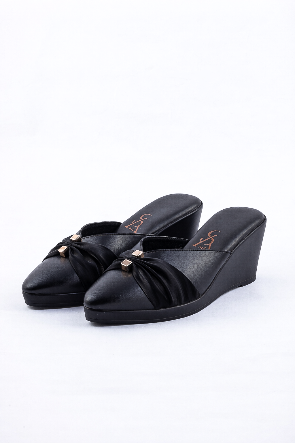 Pleated Detail High Platform Wedges