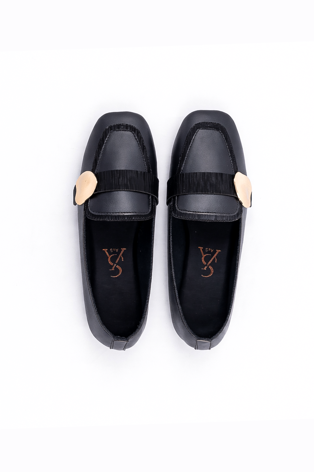 Gold-Accent Strap Ballerinas