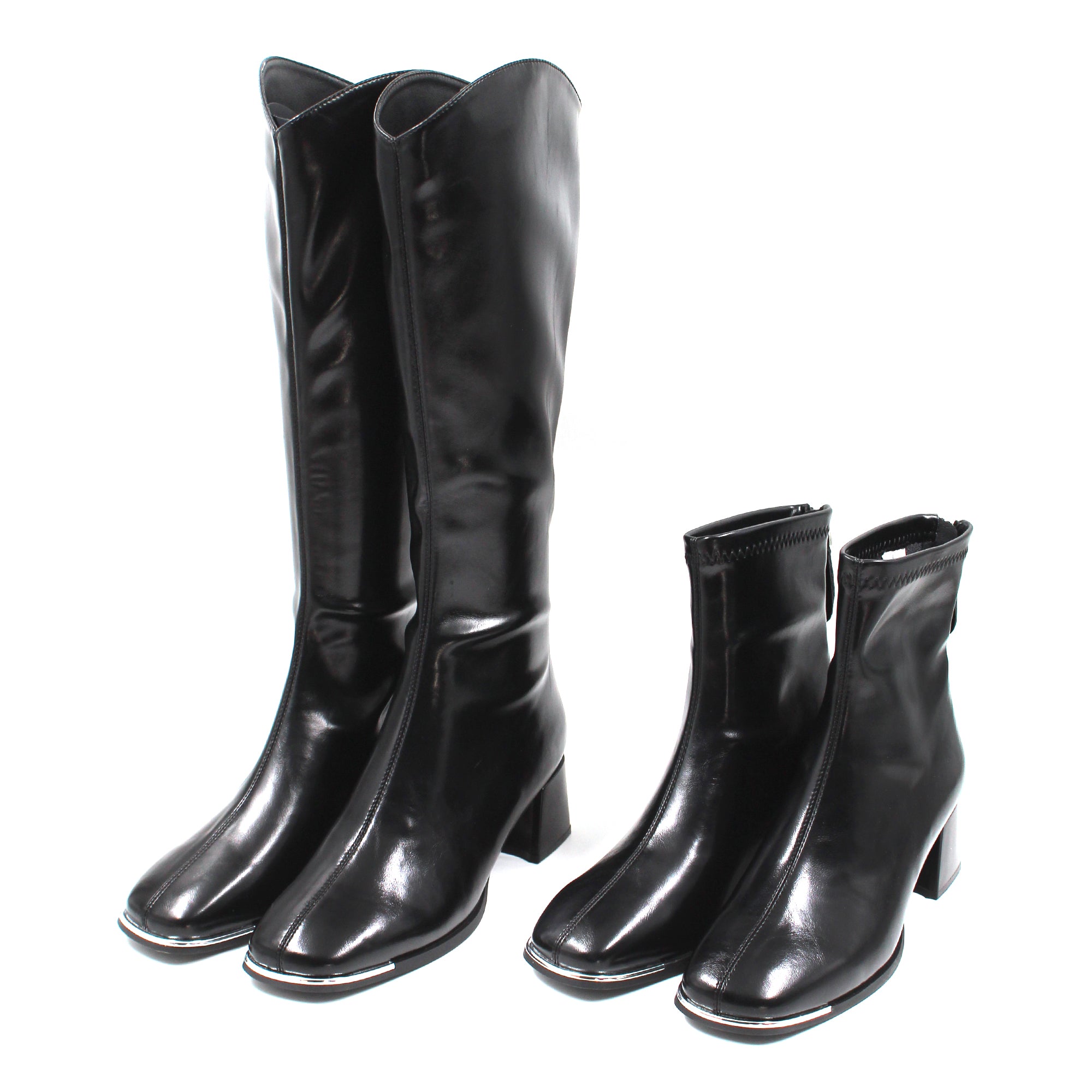 Metallic detailed long boots