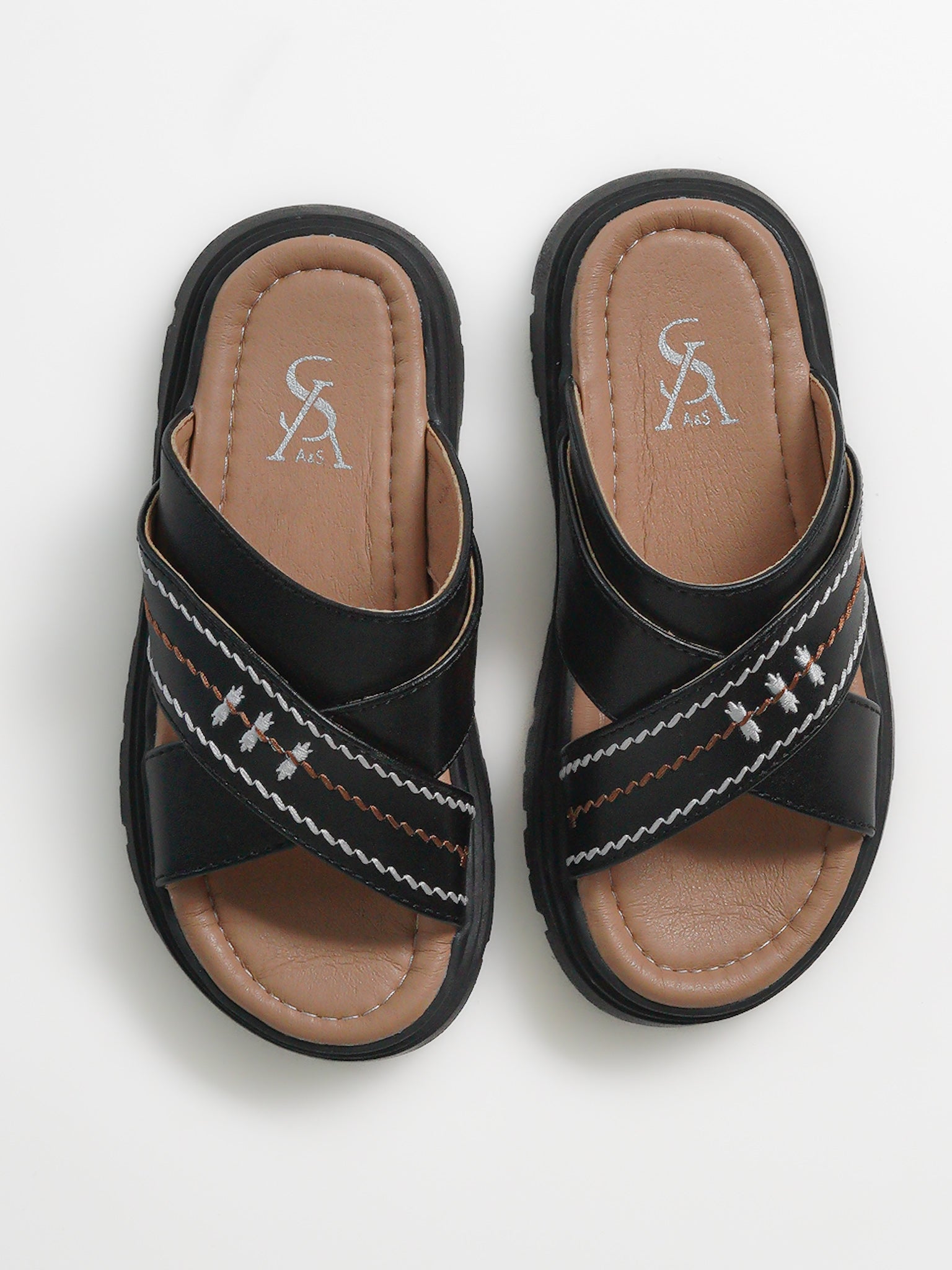 Wide Cross Strap Stitch Detail Flip Flop