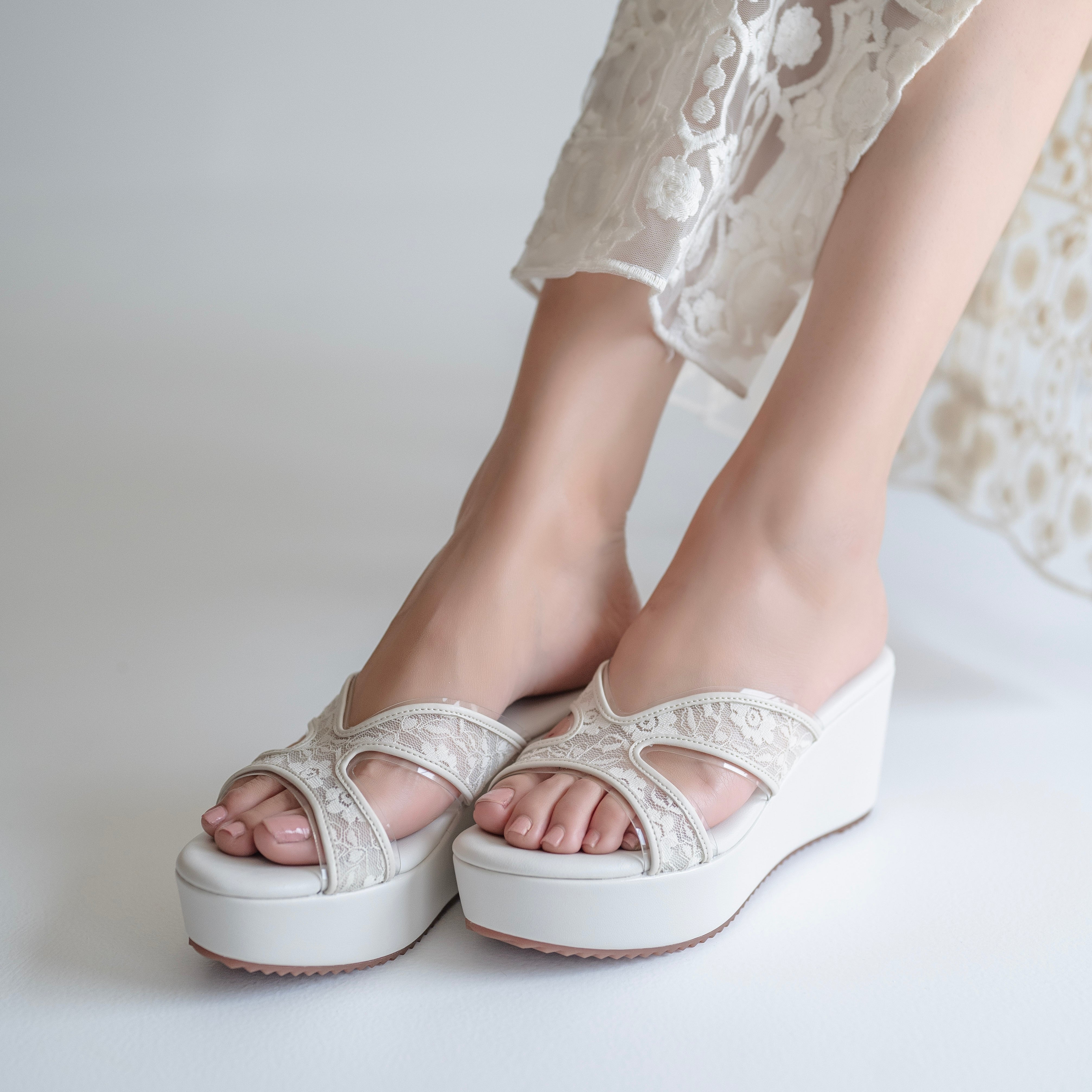 Lace Strap Detail Wedges