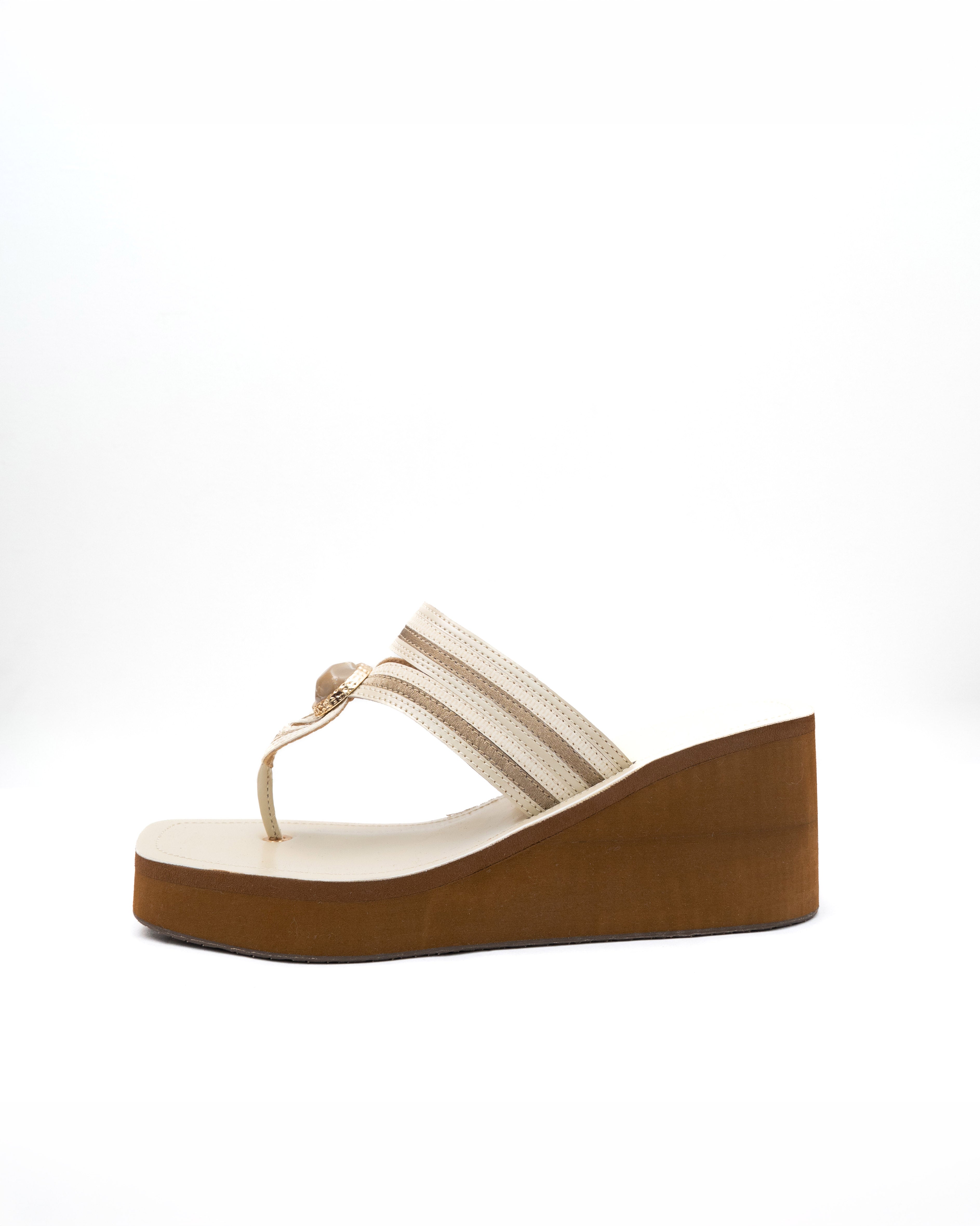 Stone Detail Threaded Strap Detail Wedges