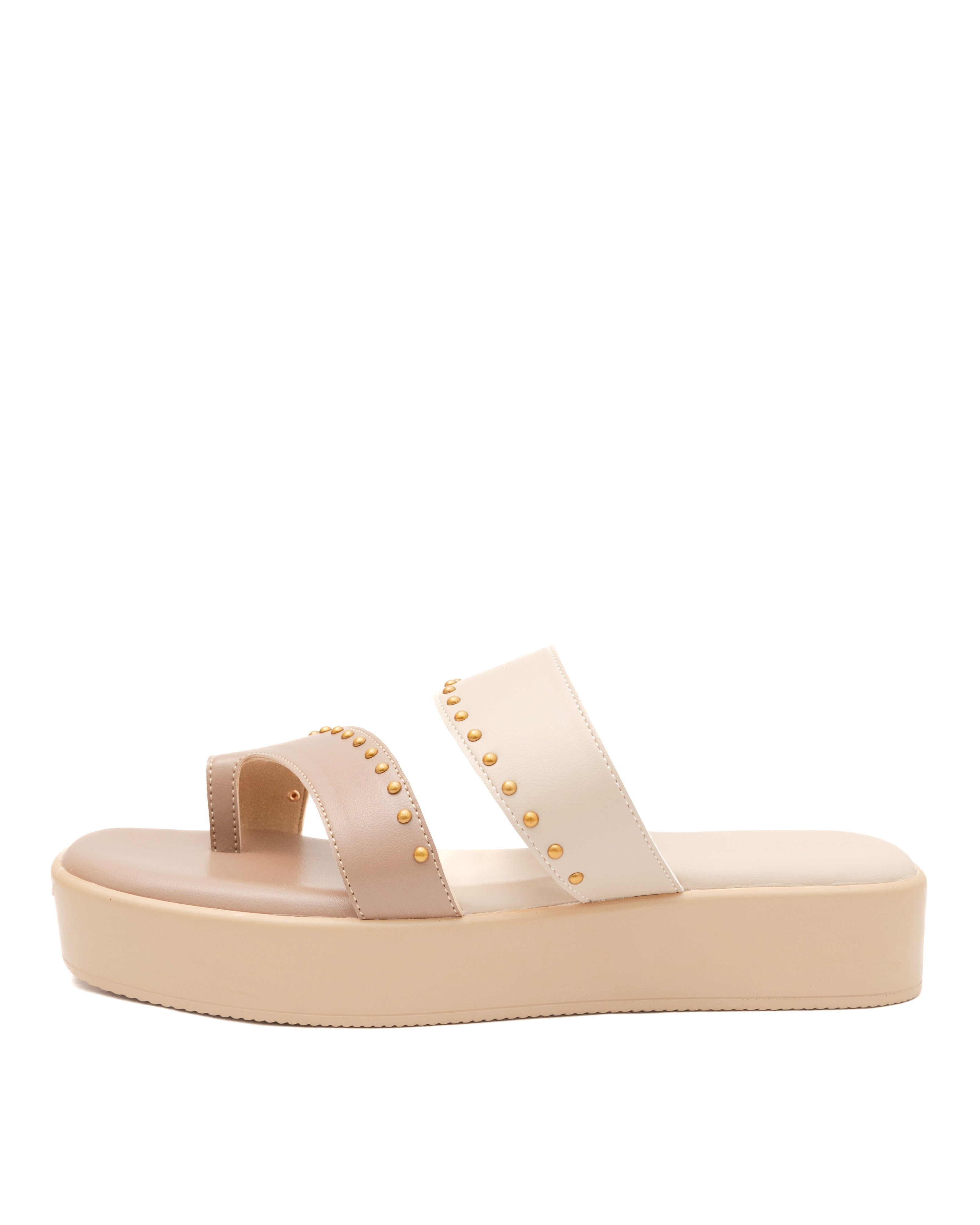 Metal Detail Dual Strap Medium Heel
