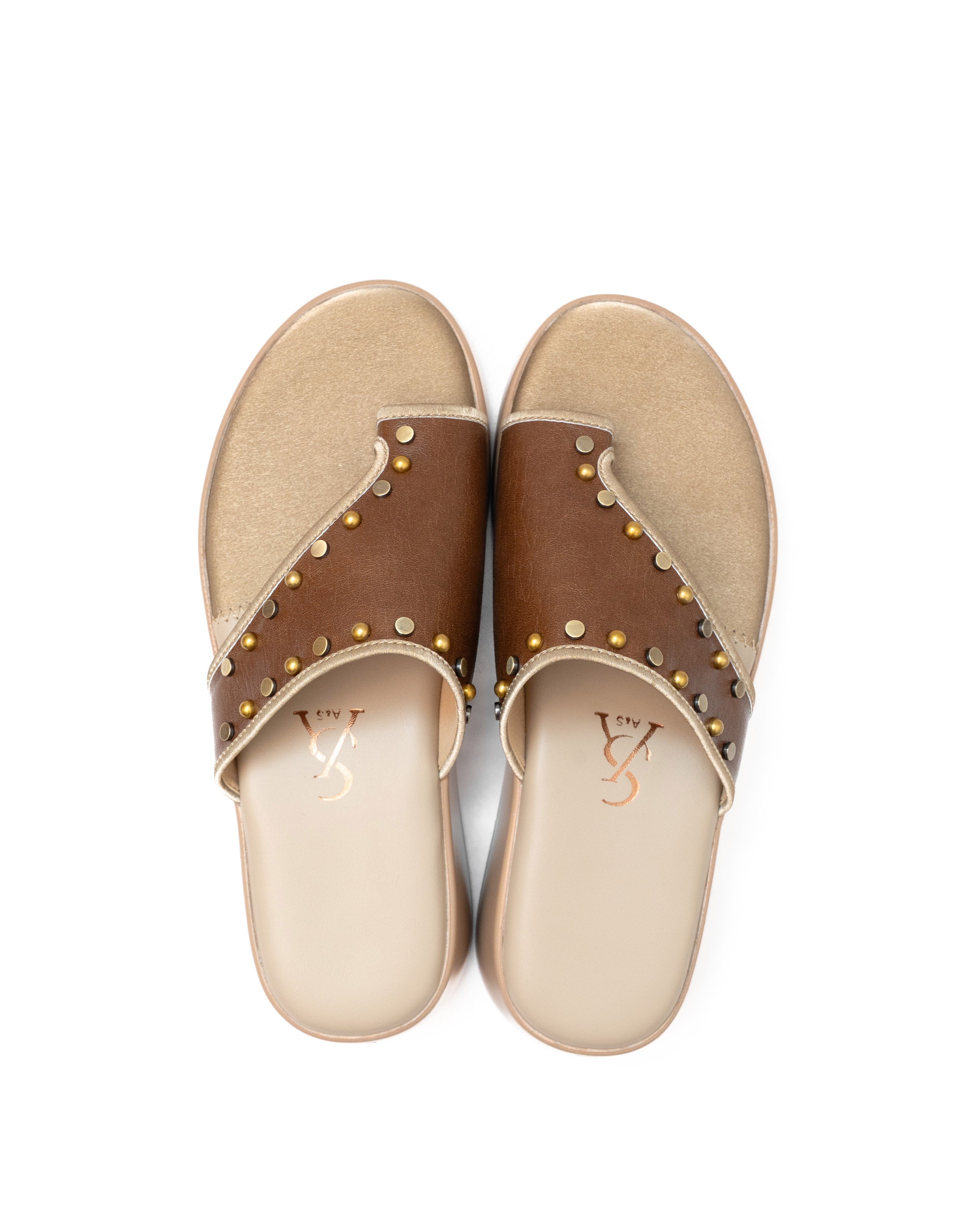 Metal Studded One Toe Detail Wedges