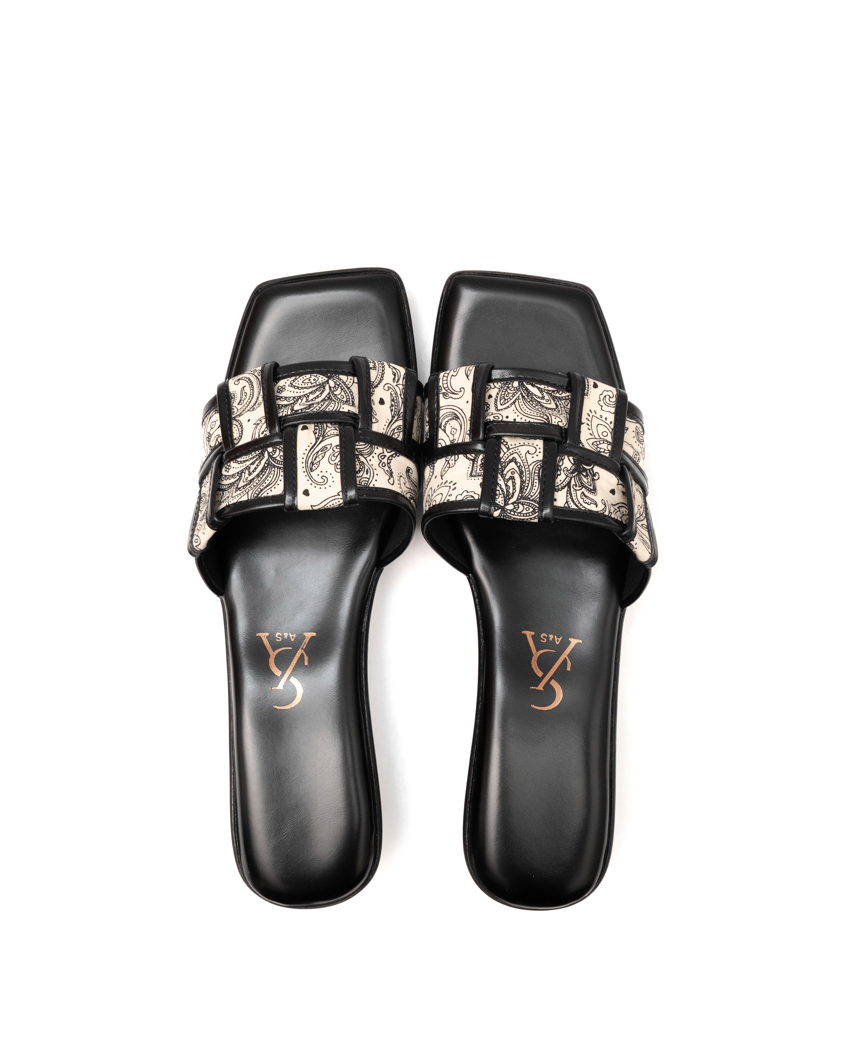Printed Strap Weave Detail Wedges